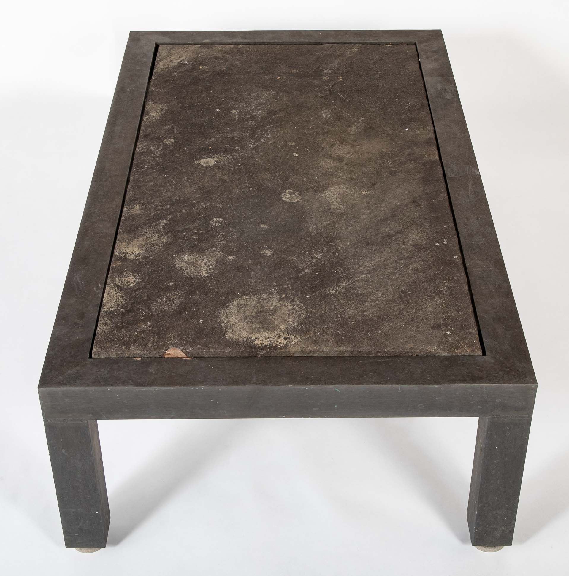 Patinated Aluminum and Slate Coffee Table by Joseph Grusczak