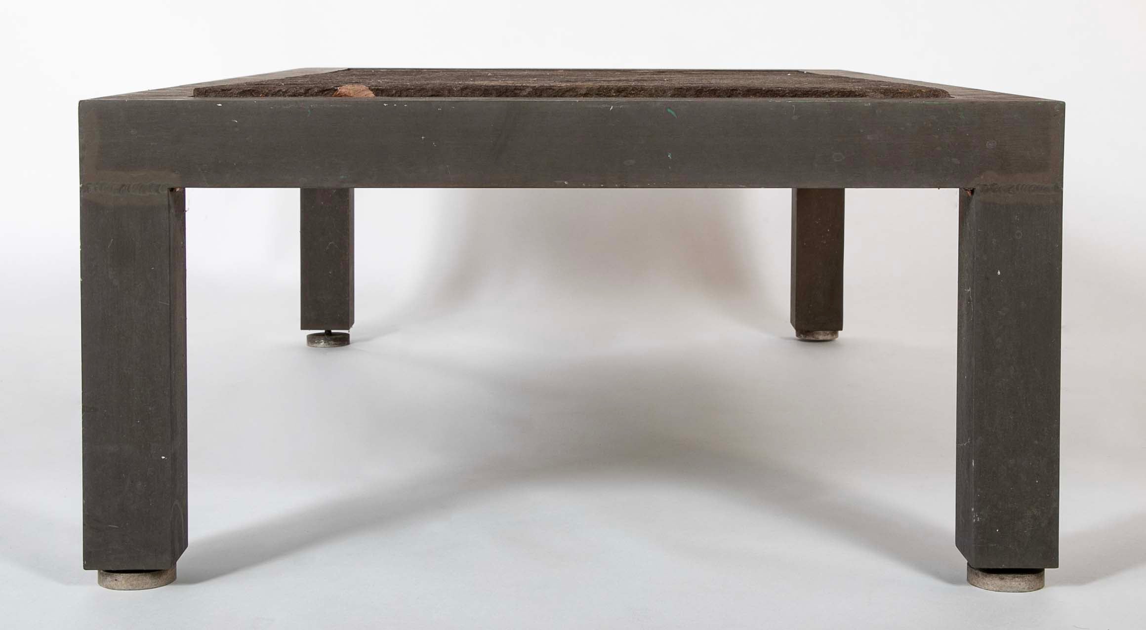 Patinated Aluminum and Slate Coffee Table by Joseph Grusczak