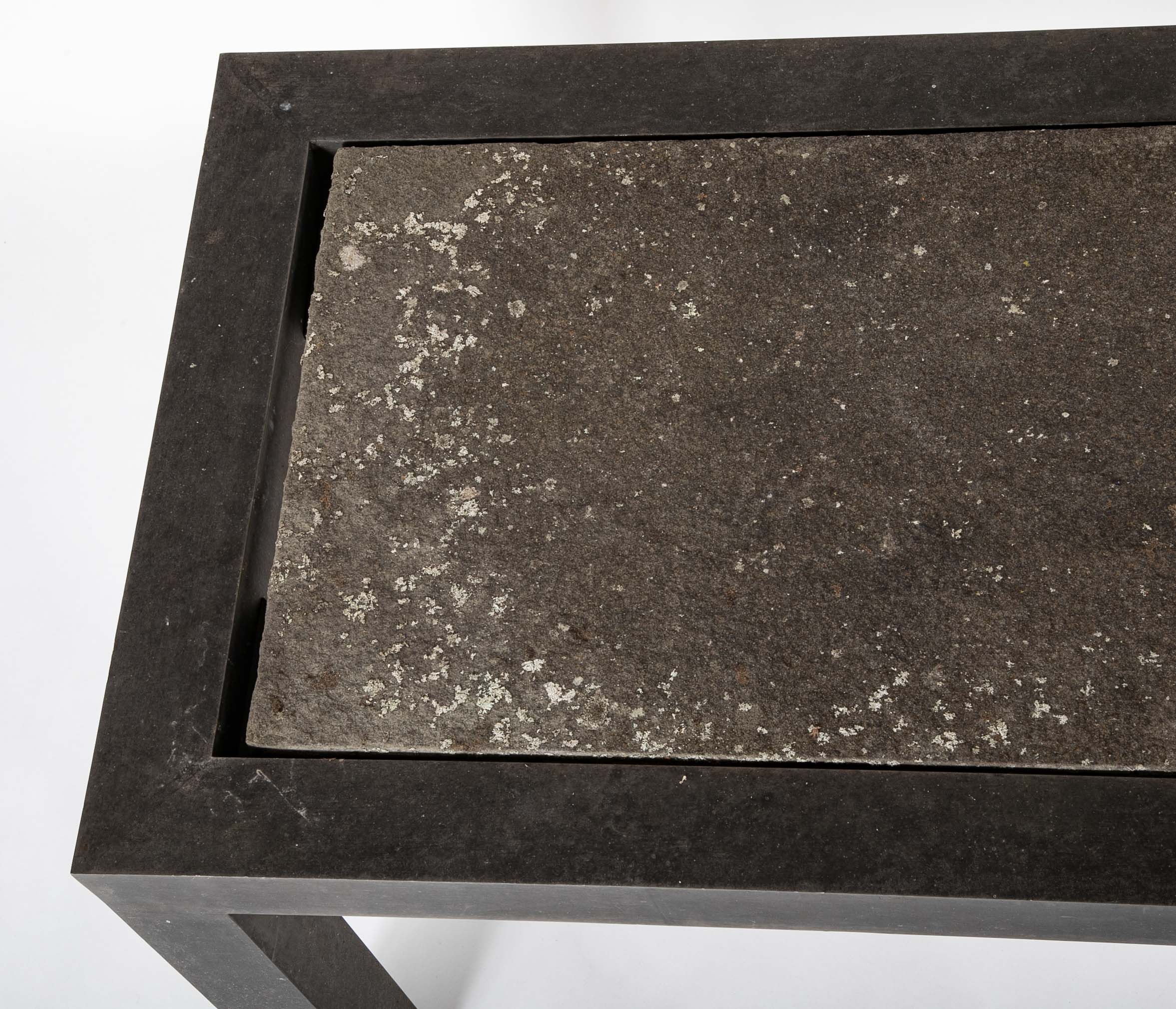A Patinated Aluminum and Slate Top Table by Joseph Grusczak