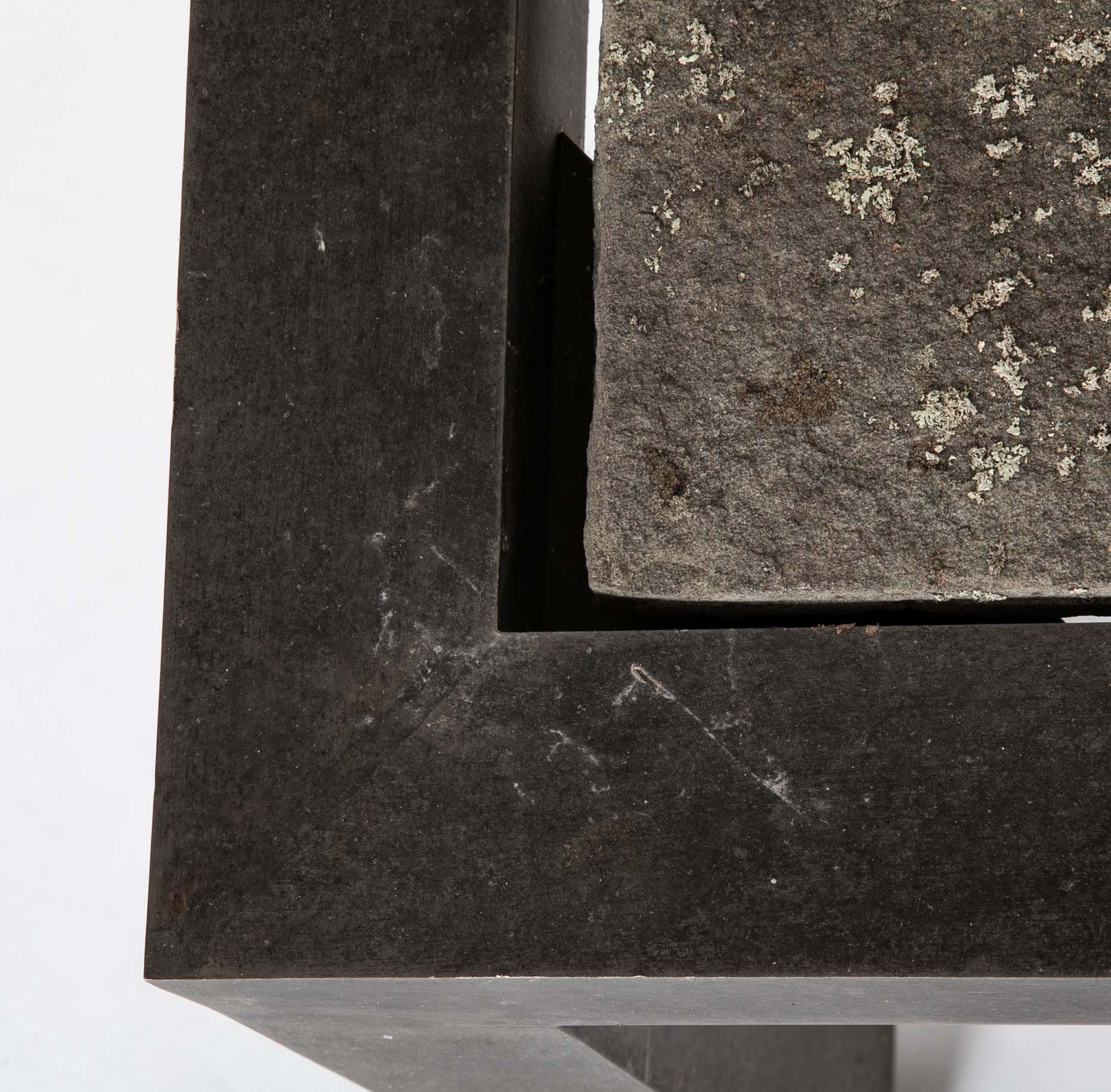 A Patinated Aluminum and Slate Top Table by Joseph Grusczak