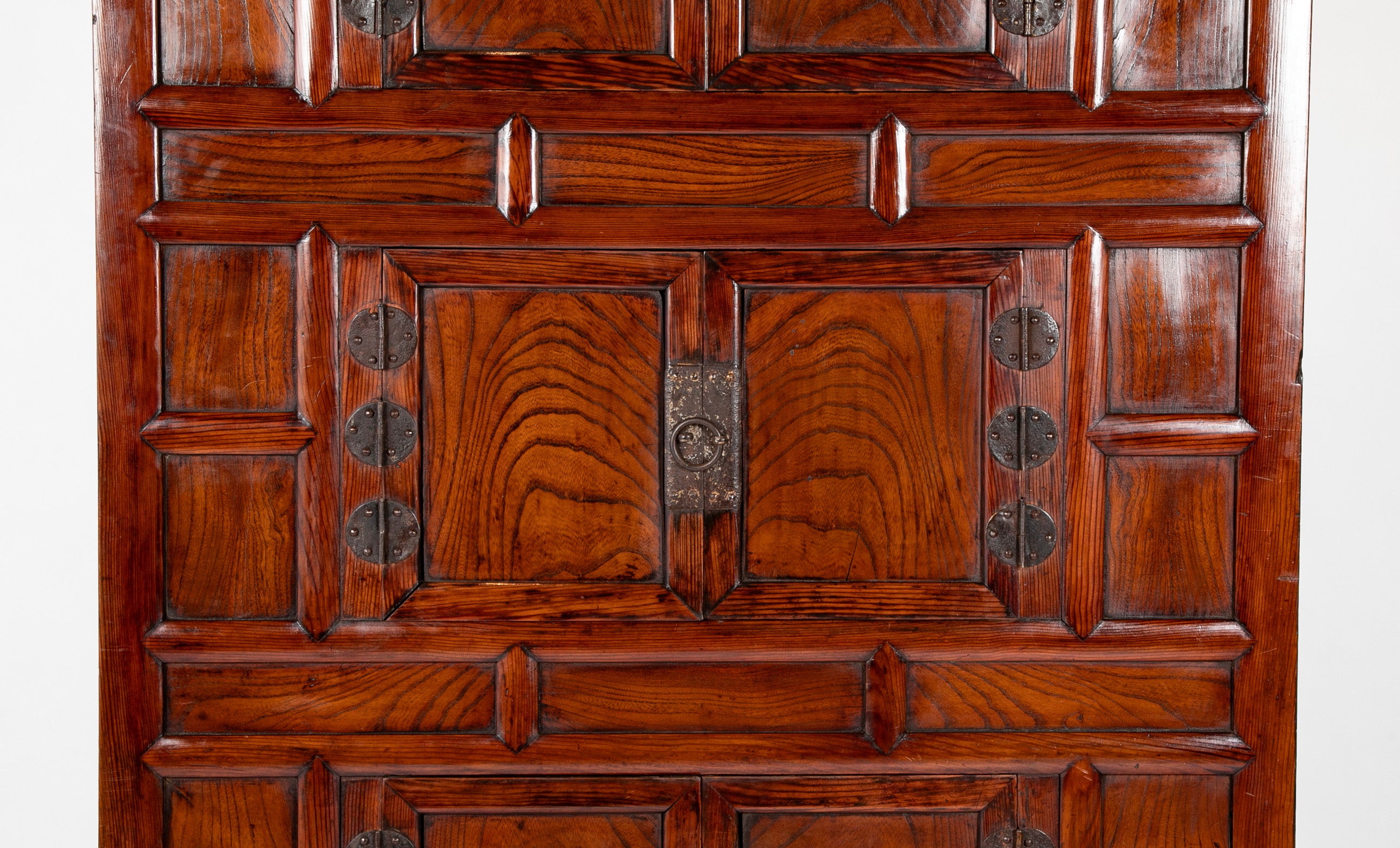 20th Century Korean Elmwood Cabinet with Iron Mountings