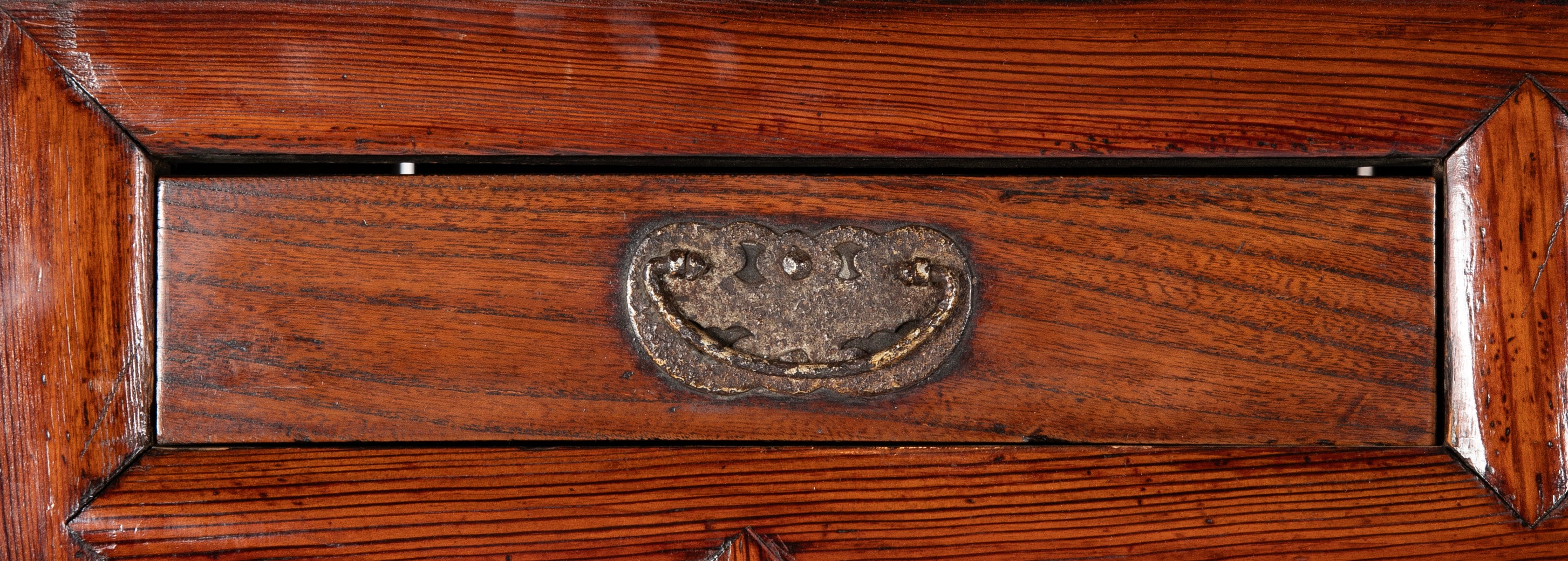 20th Century Korean Elmwood Cabinet with Iron Mountings