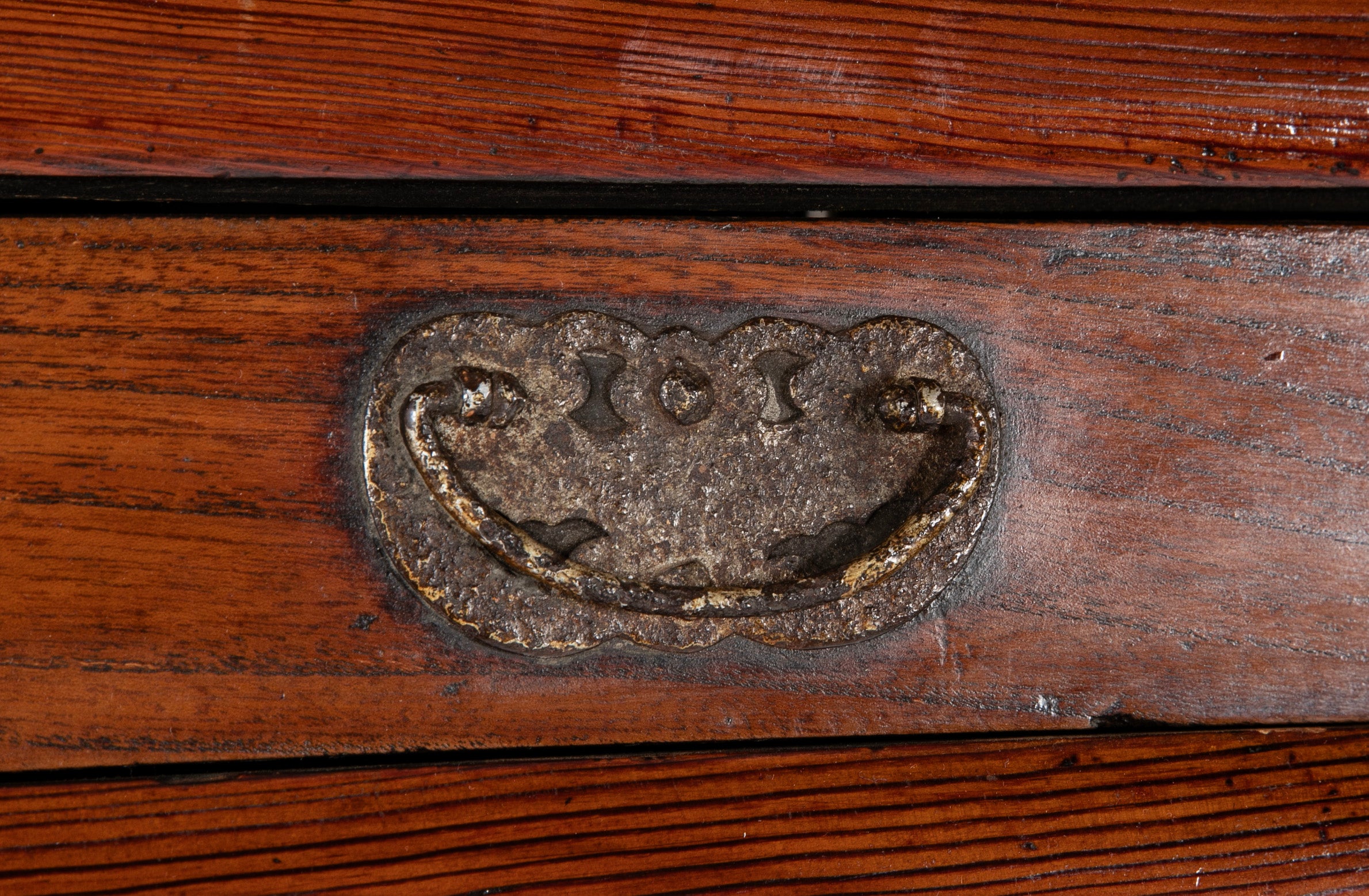 20th Century Korean Elmwood Cabinet with Iron Mountings