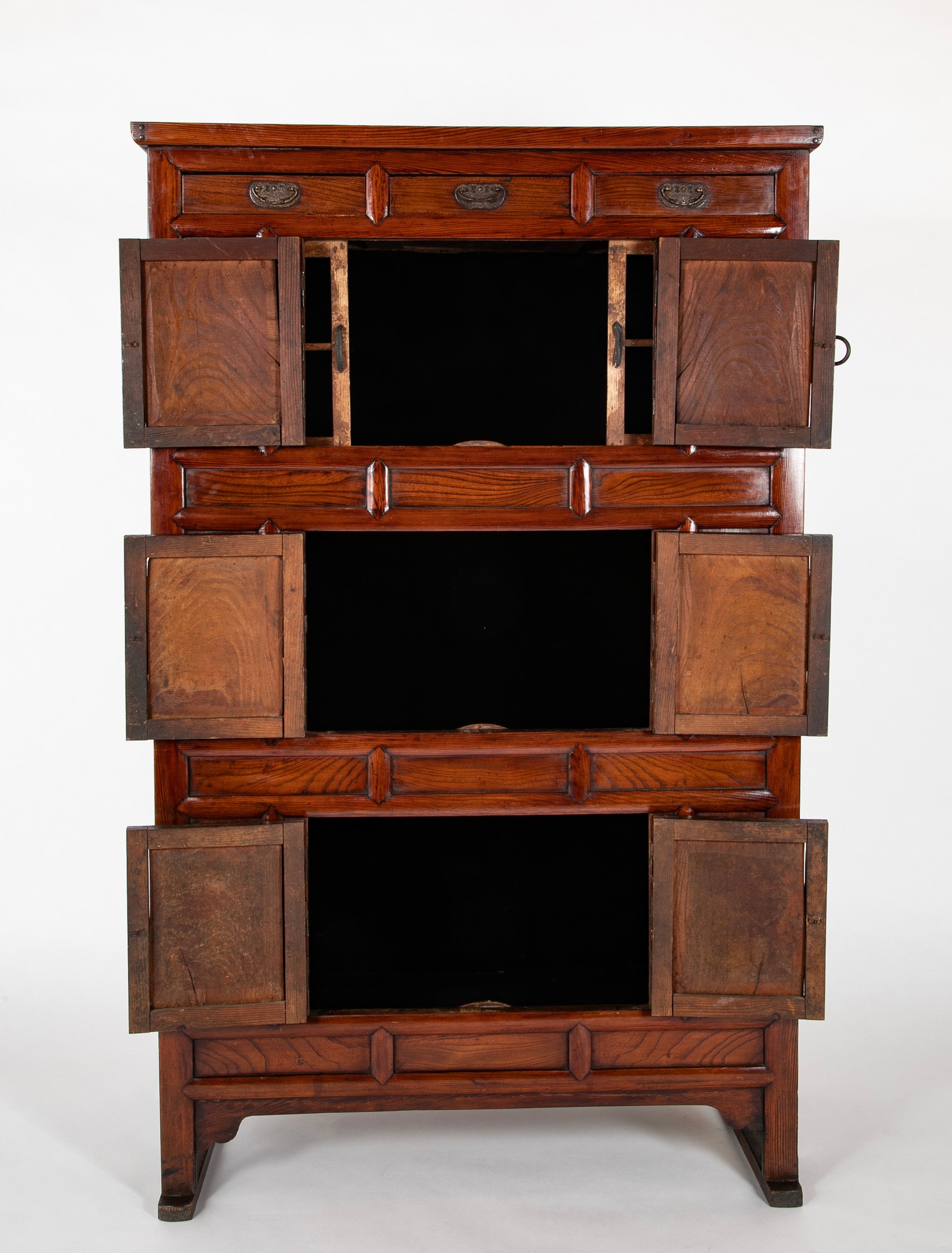 20th Century Korean Elmwood Cabinet with Iron Mountings