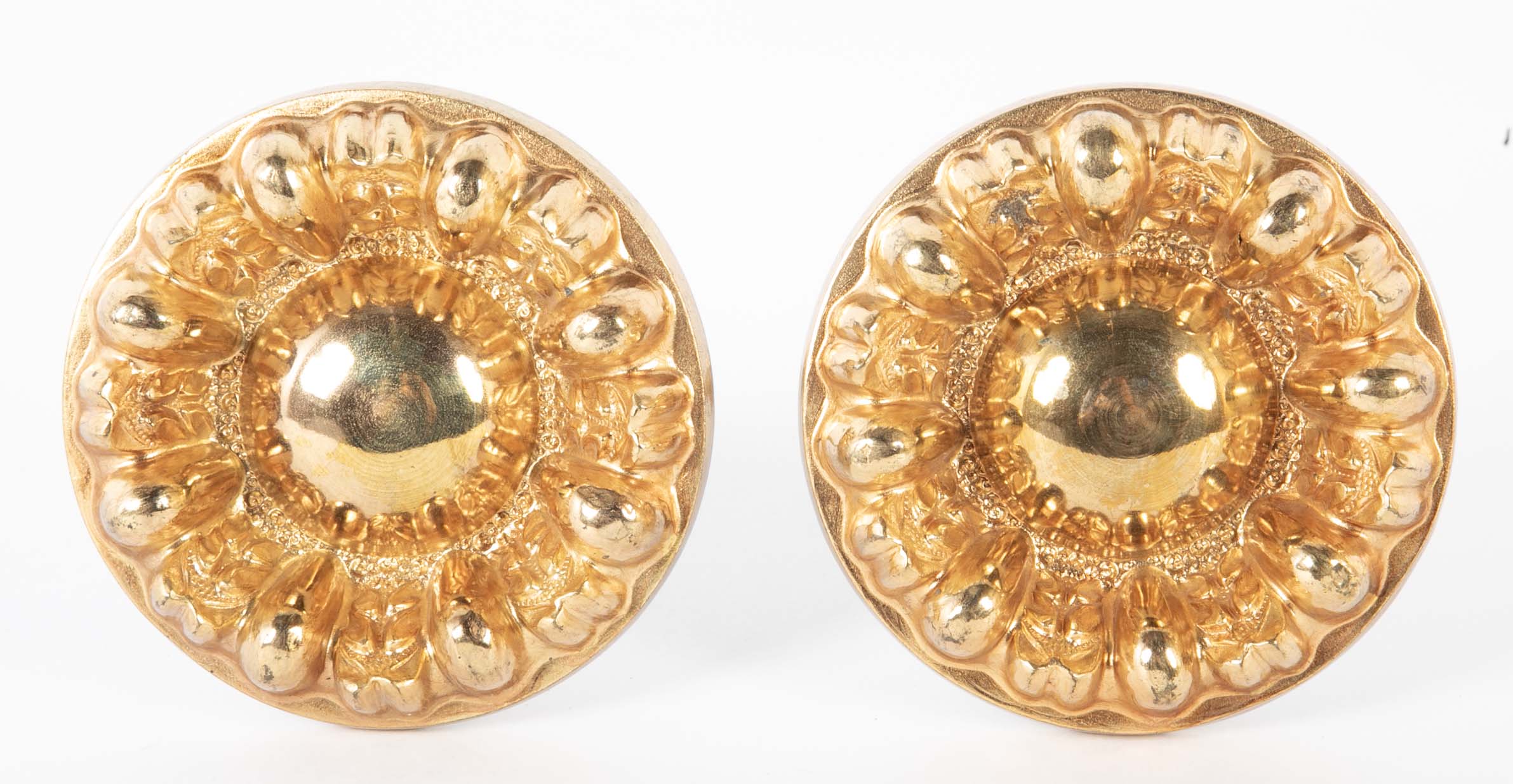 Pair of Gilt Brass Medallion Floral Tie Backs