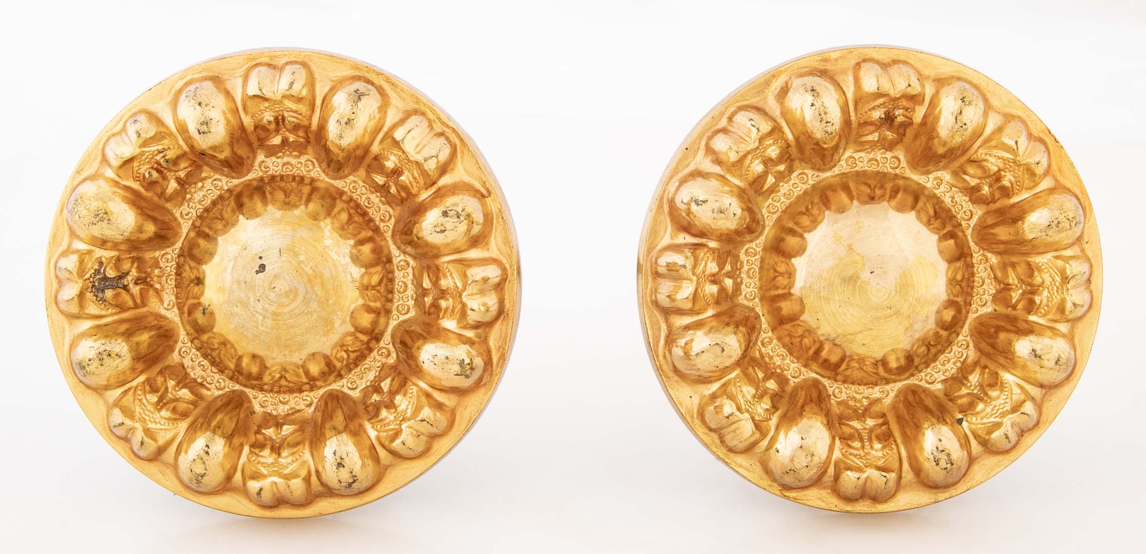 Pair of Gilt Brass Medallion Floral Tie Backs