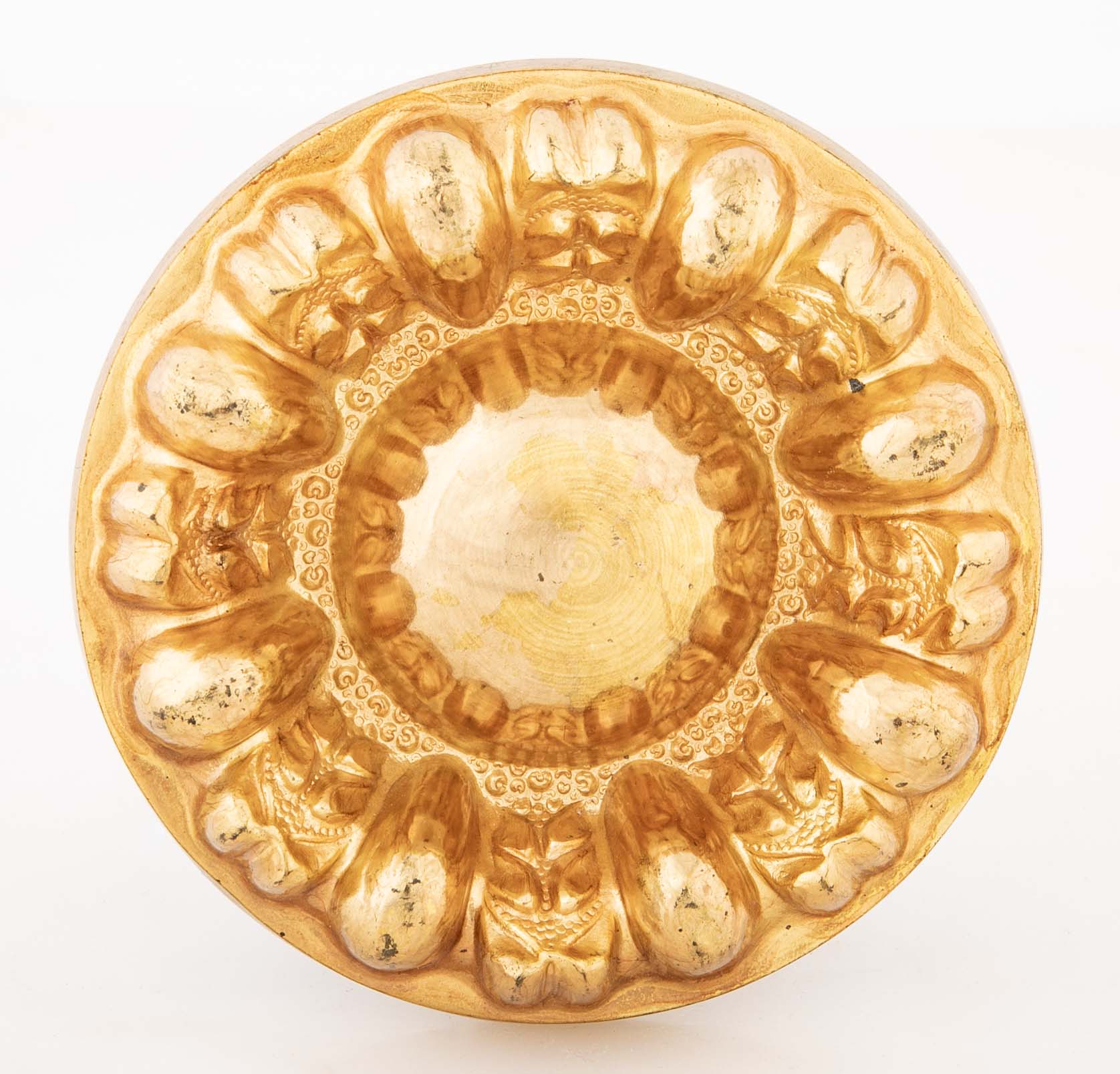 Pair of Gilt Brass Medallion Floral Tie Backs