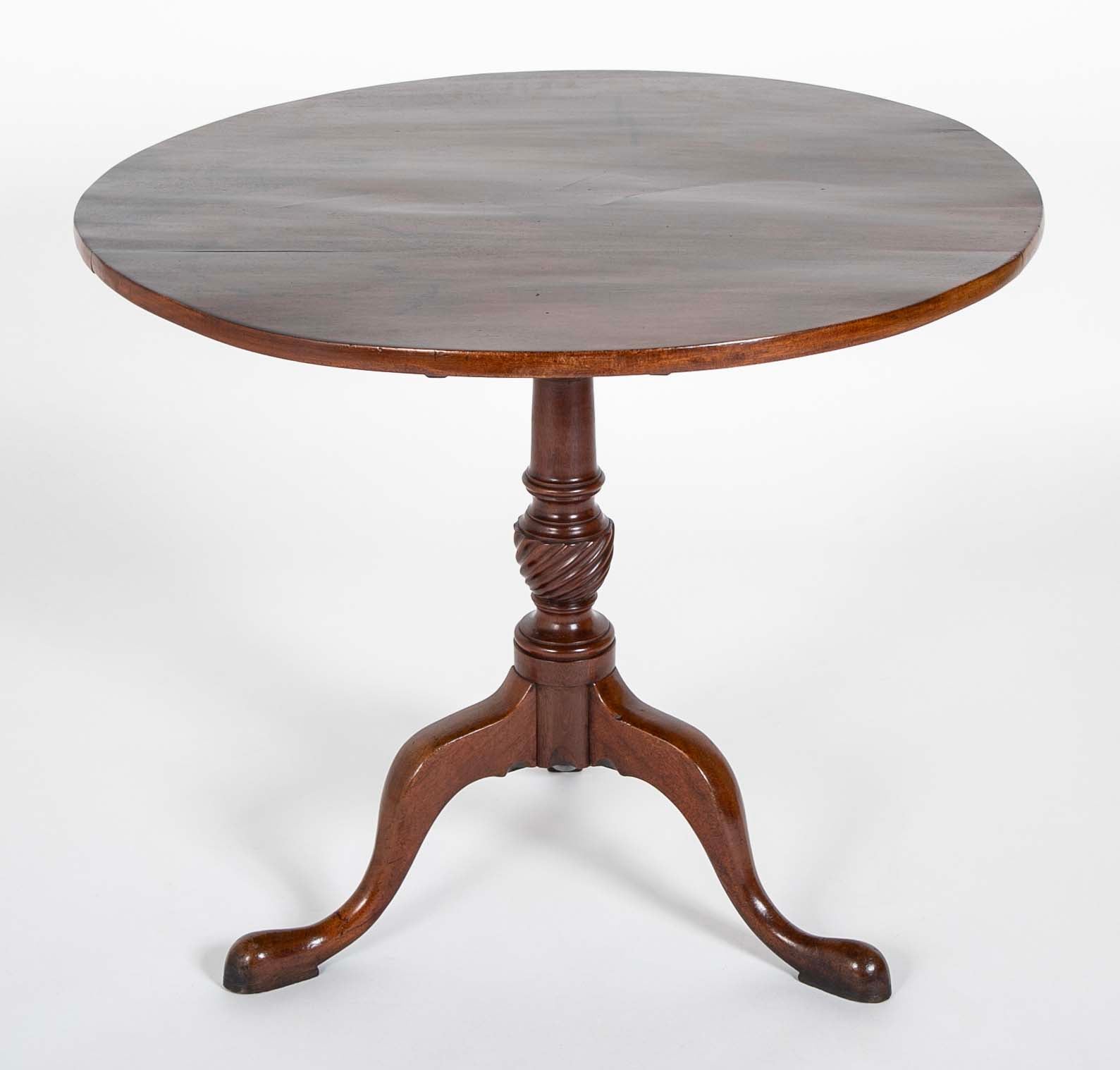 Mahogany Round Tilt Top Queen Anne Tea Table on 3 Cabriole Legs