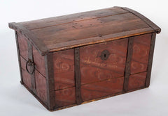 19th Century Metal Bound Red Painted Elm Chest