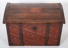 19th Century Metal Bound Red Painted Elm Chest