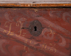 19th Century Metal Bound Red Painted Elm Chest
