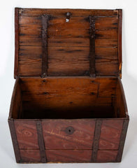 19th Century Metal Bound Red Painted Elm Chest