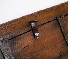 19th Century Metal Bound Red Painted Elm Chest