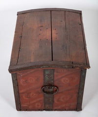 19th Century Metal Bound Red Painted Elm Chest