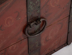 19th Century Metal Bound Red Painted Elm Chest