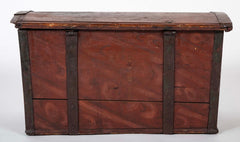 19th Century Metal Bound Red Painted Elm Chest