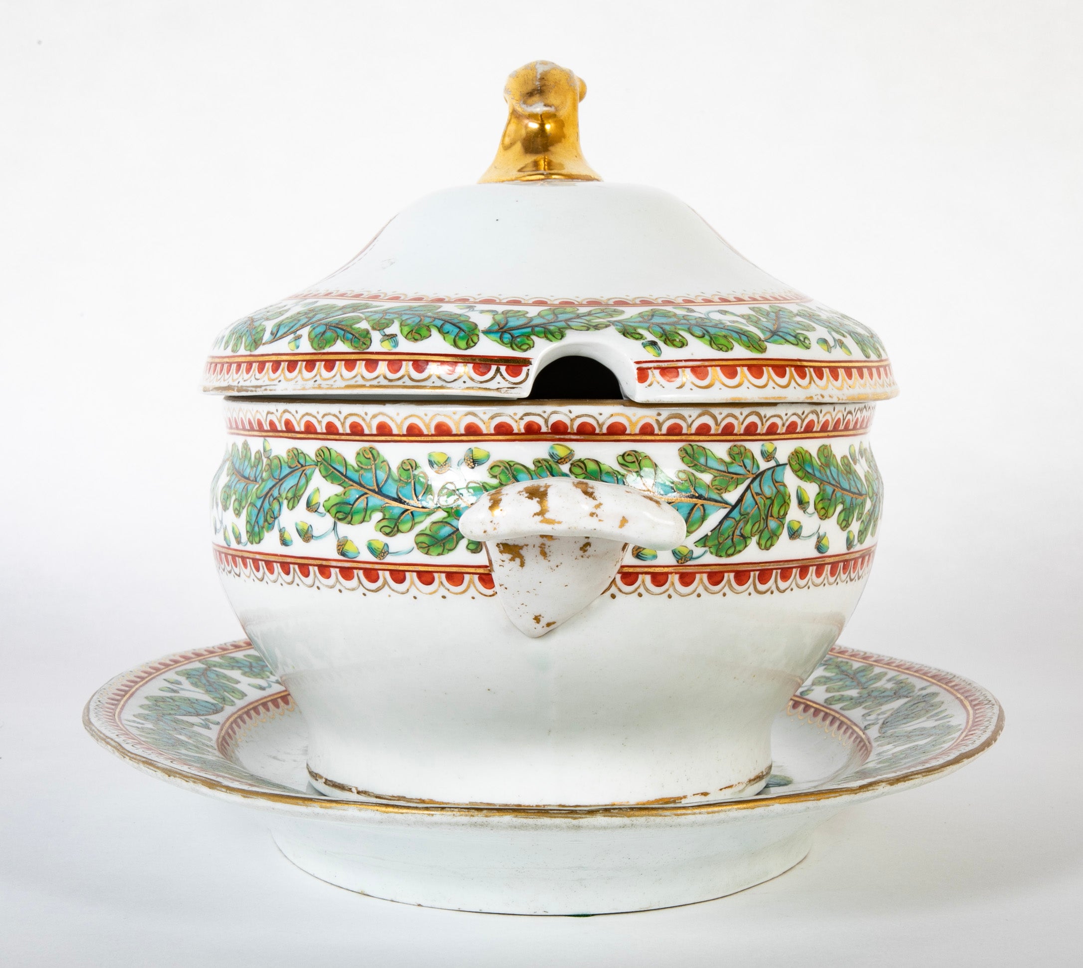 An English Covered Tureen on Stand Having an Armorial Crest