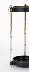 Leather and Metal Umbrella Stand Attributed to Jacques Adnet