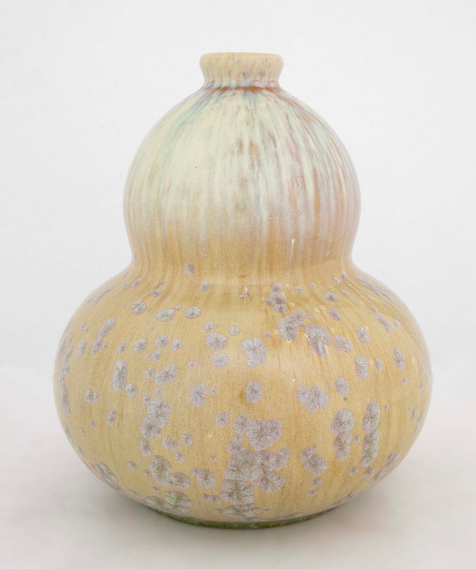 Double Gourd Vase by Mougin Freres with Crystalline and Drip Glaze