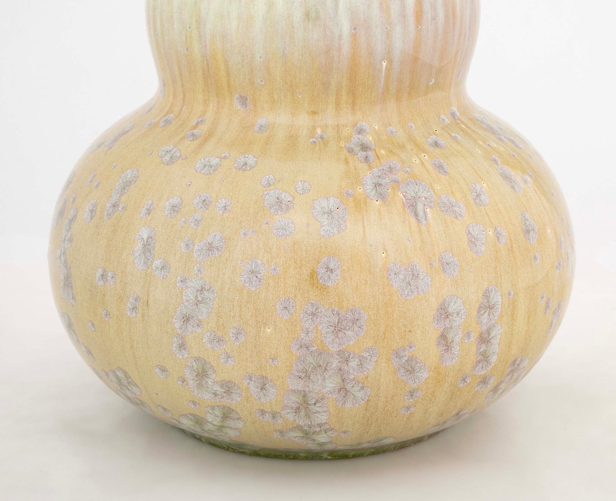Double Gourd Vase by Mougin Freres with Crystalline and Drip Glaze