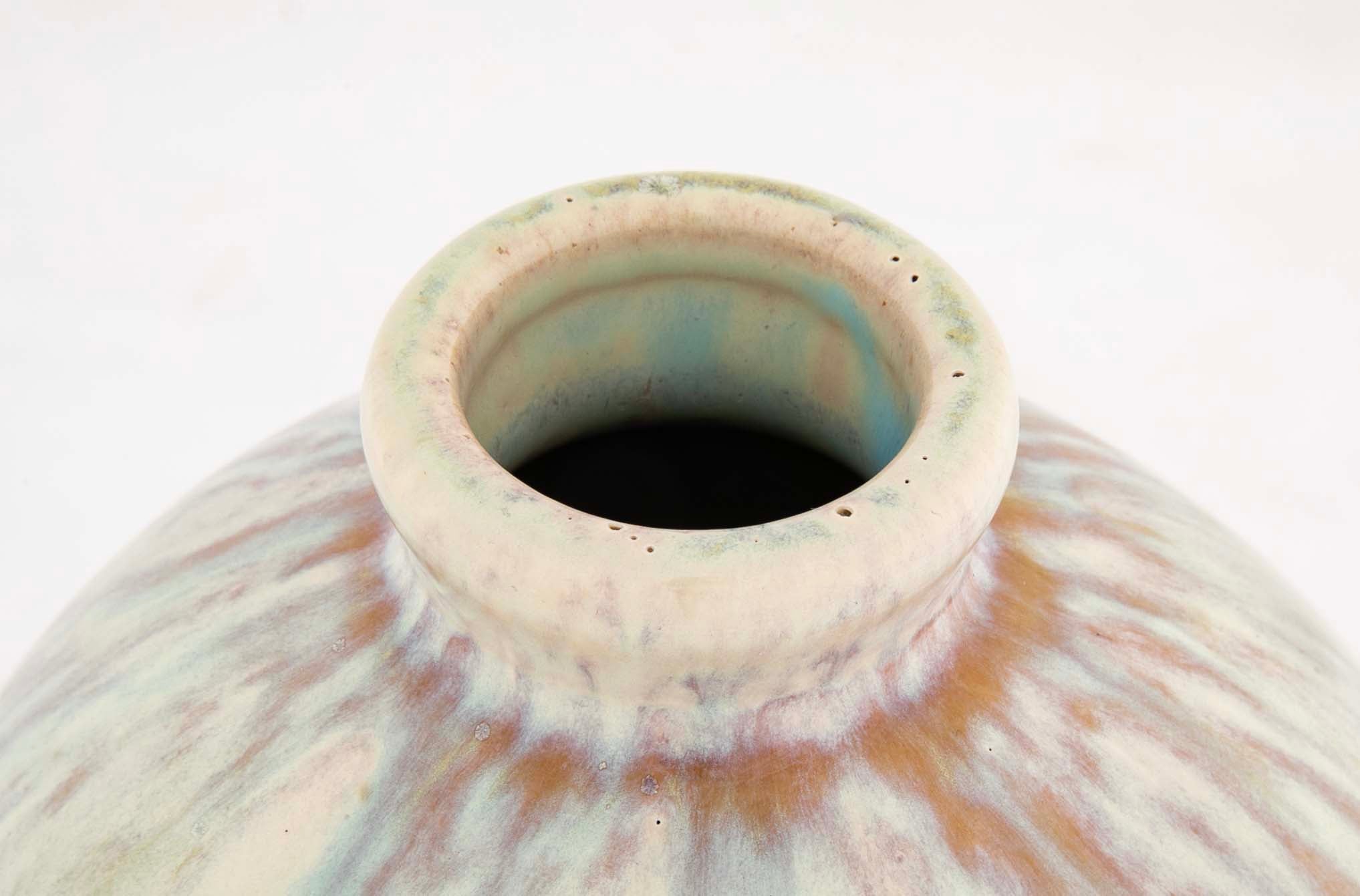 Double Gourd Vase by Mougin Freres with Crystalline and Drip Glaze