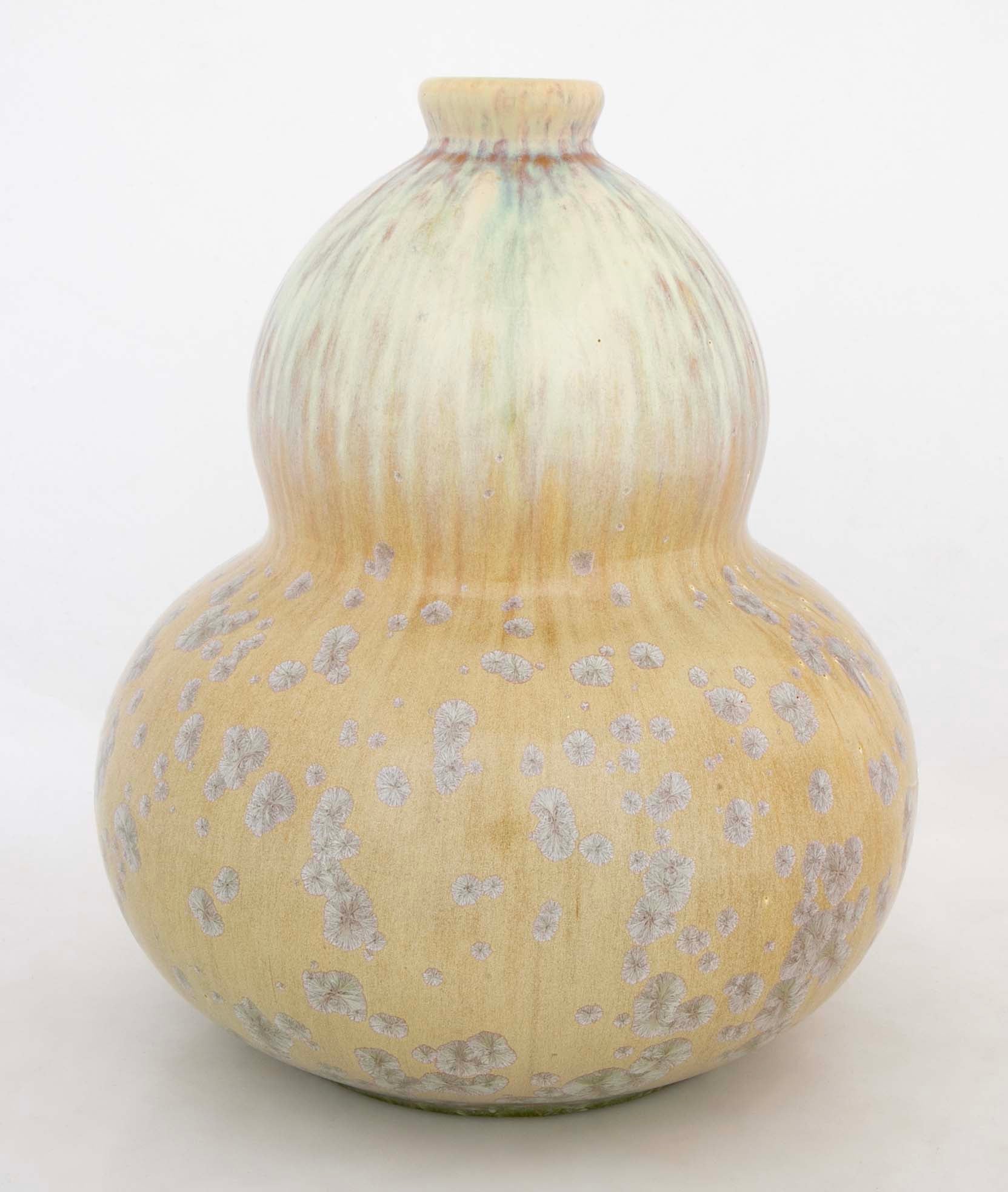 Double Gourd Vase by Mougin Freres with Crystalline and Drip Glaze