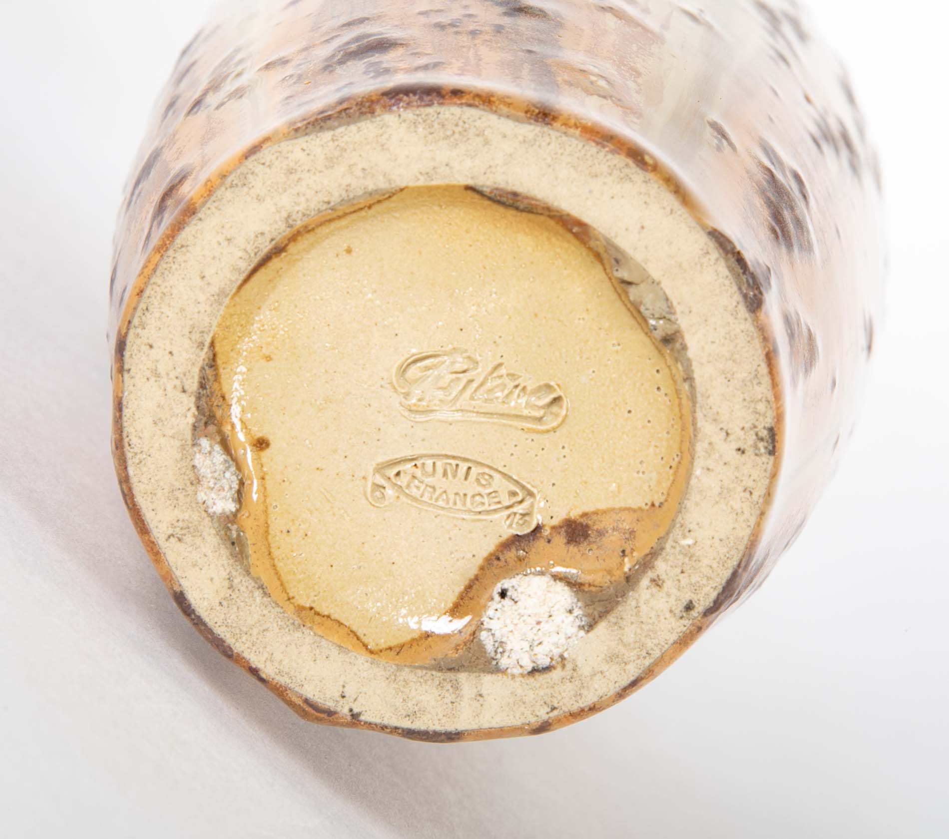 Alphonse Cytere Crystalline Brown and Ochre Glaze Ovoid Vase