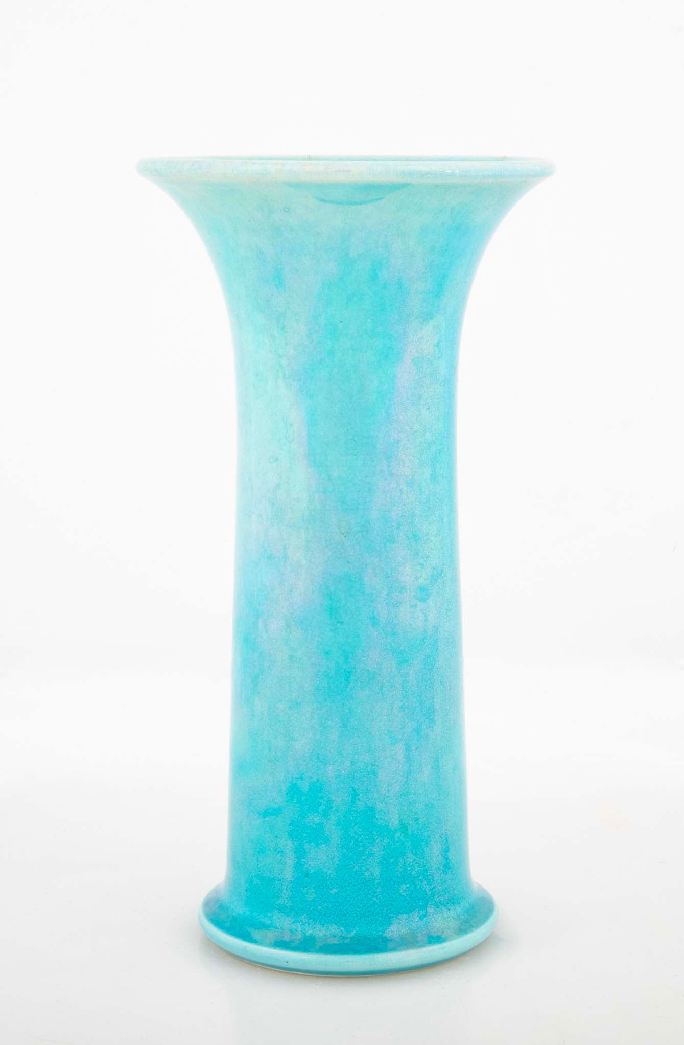 English Ruskin Pottery Turquoise Glazed Vase with Flared Rim