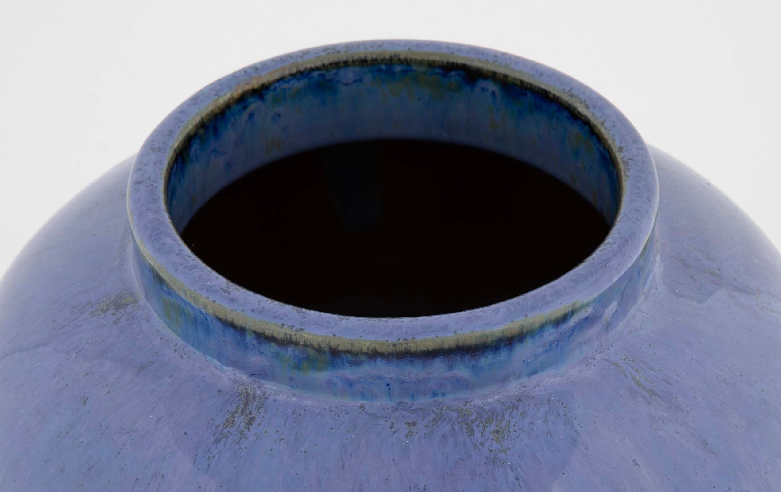 Fulper Vase with Chinese Blue & Mirror Black Flambe Glaze