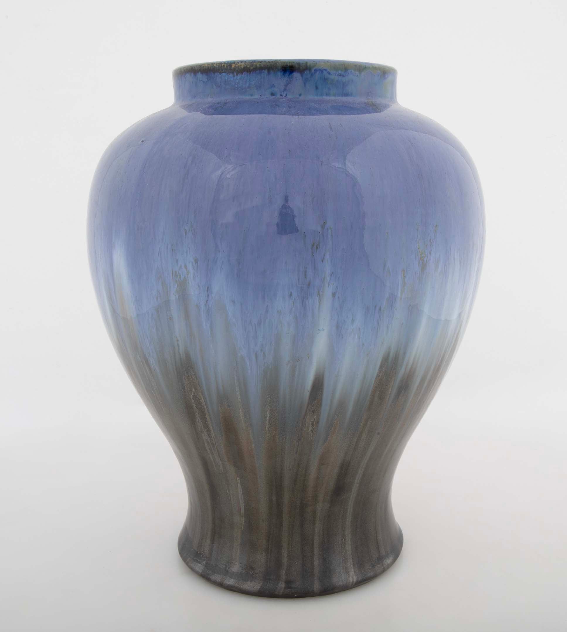 Fulper Vase with Chinese Blue & Mirror Black Flambe Glaze
