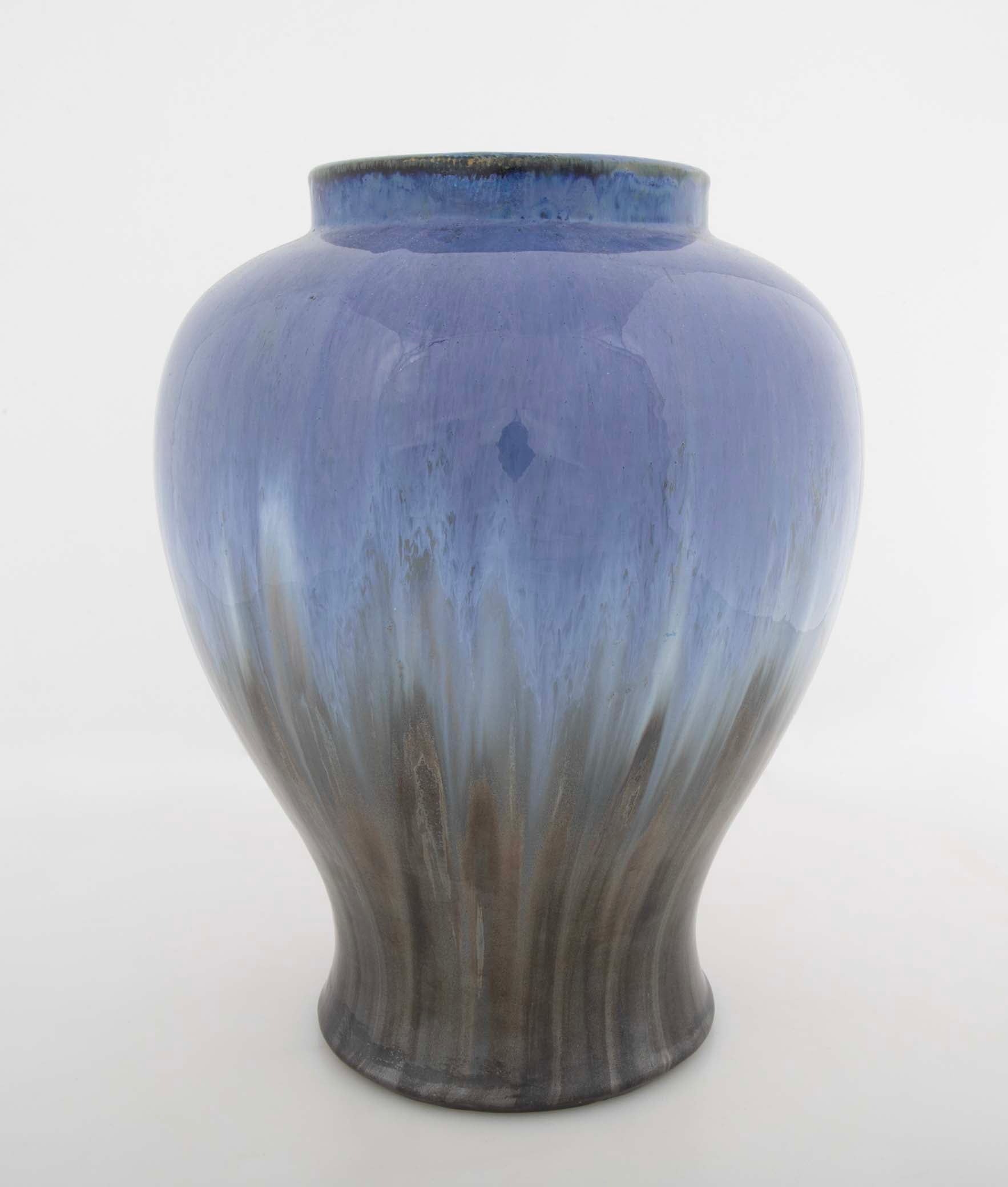 Fulper Vase with Chinese Blue & Mirror Black Flambe Glaze
