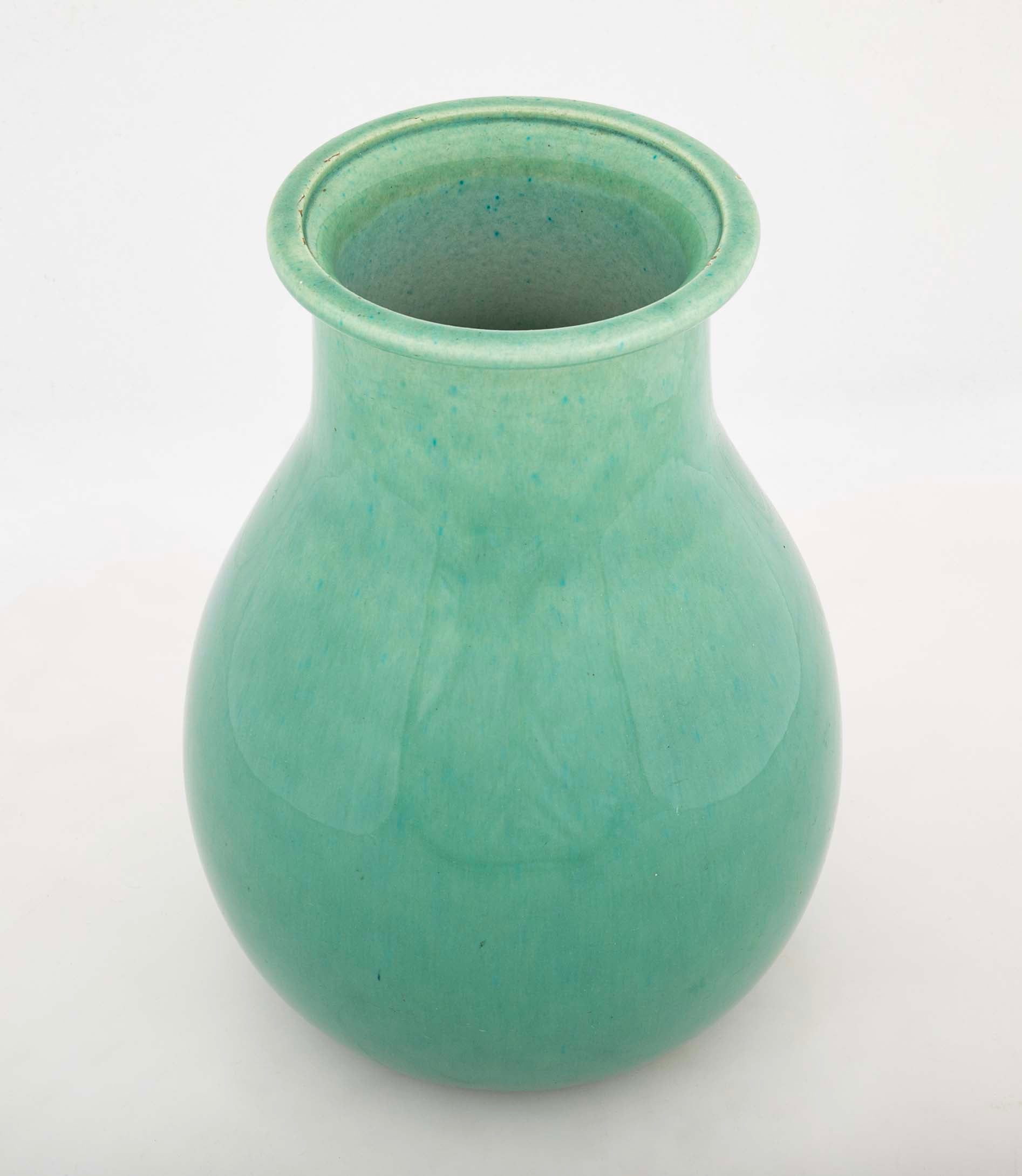A Sevres Apple Green Glazed Ceramic Vase by Paul Millet