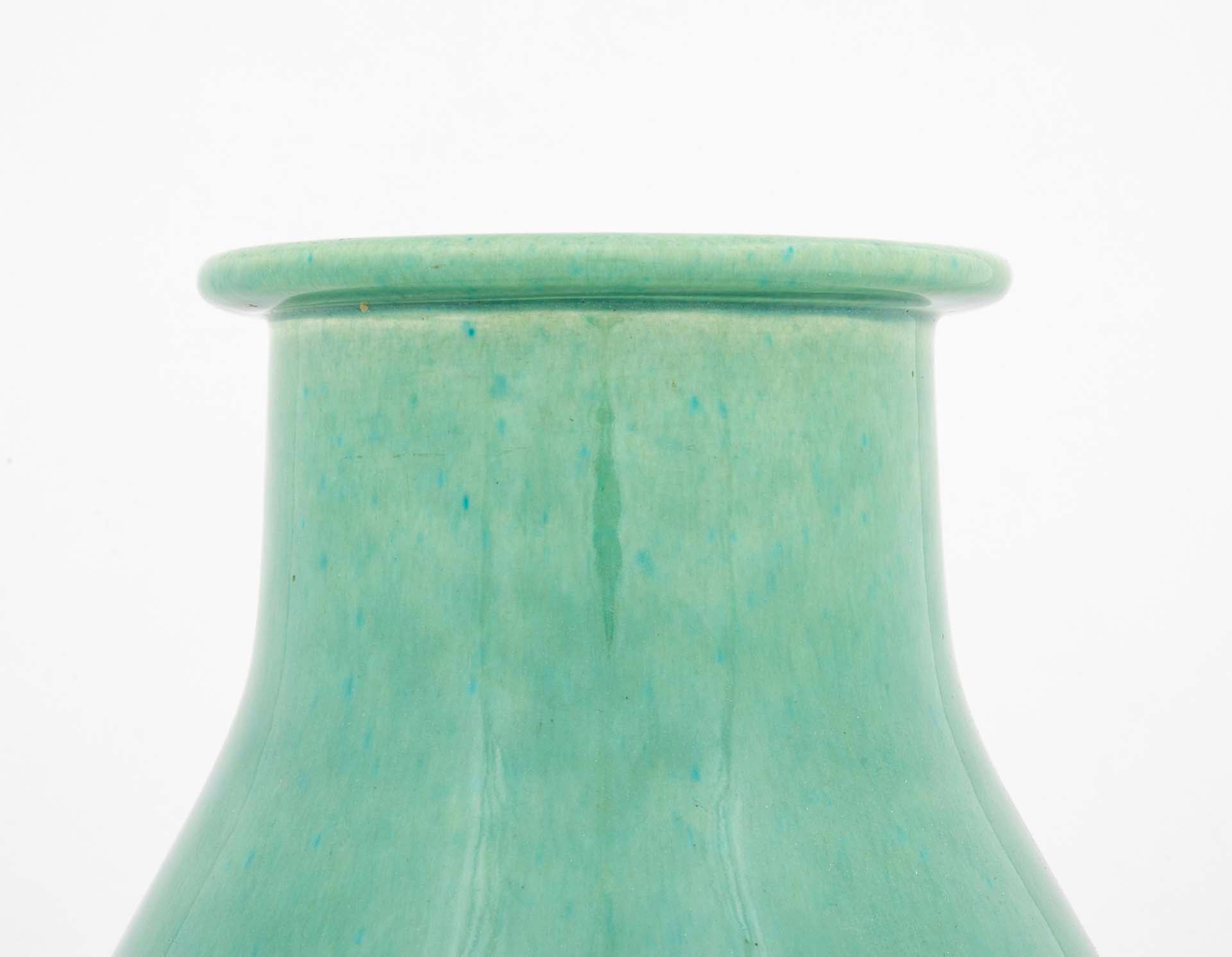 A Sevres Apple Green Glazed Ceramic Vase by Paul Millet