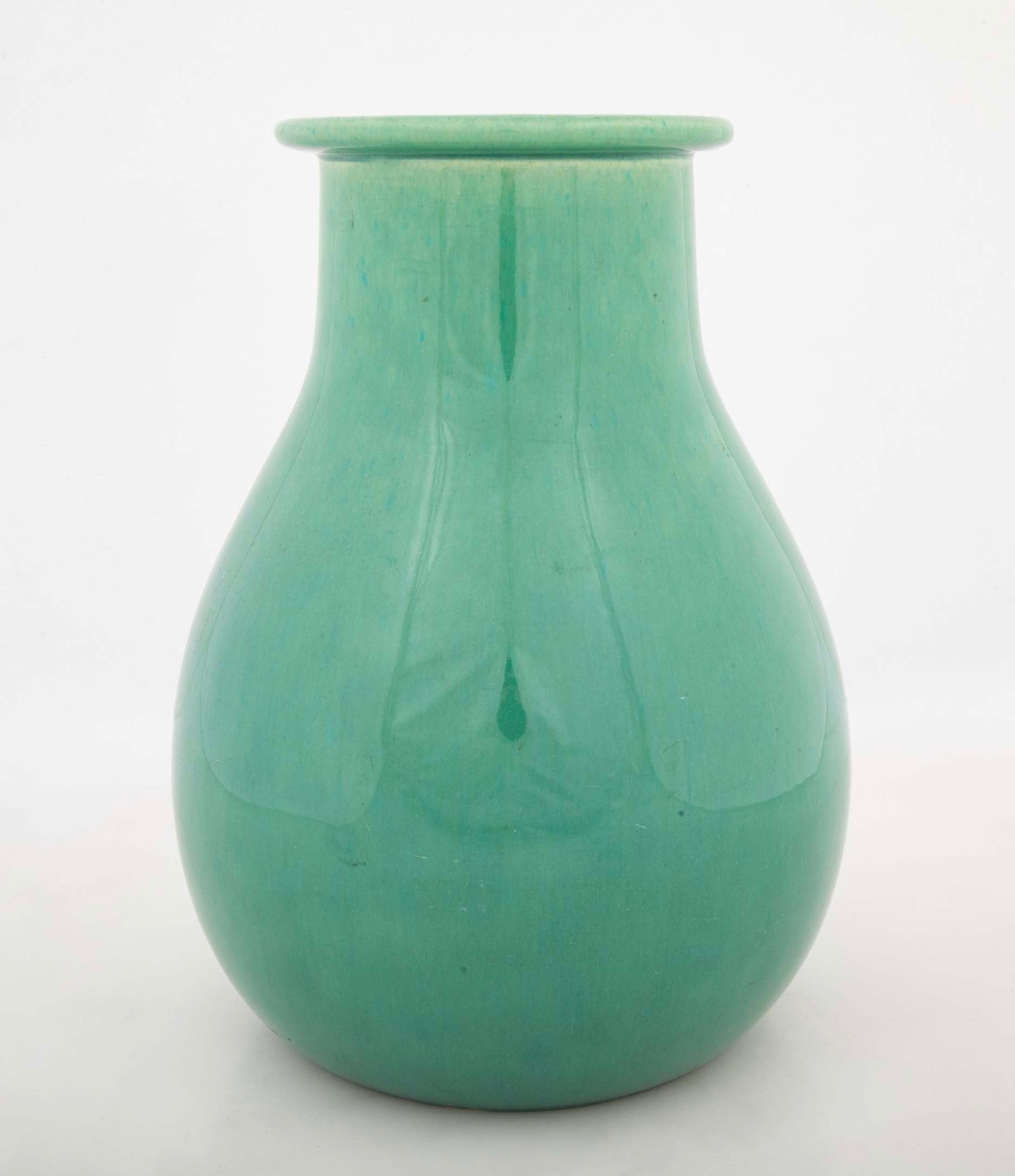 A Sevres Apple Green Glazed Ceramic Vase by Paul Millet