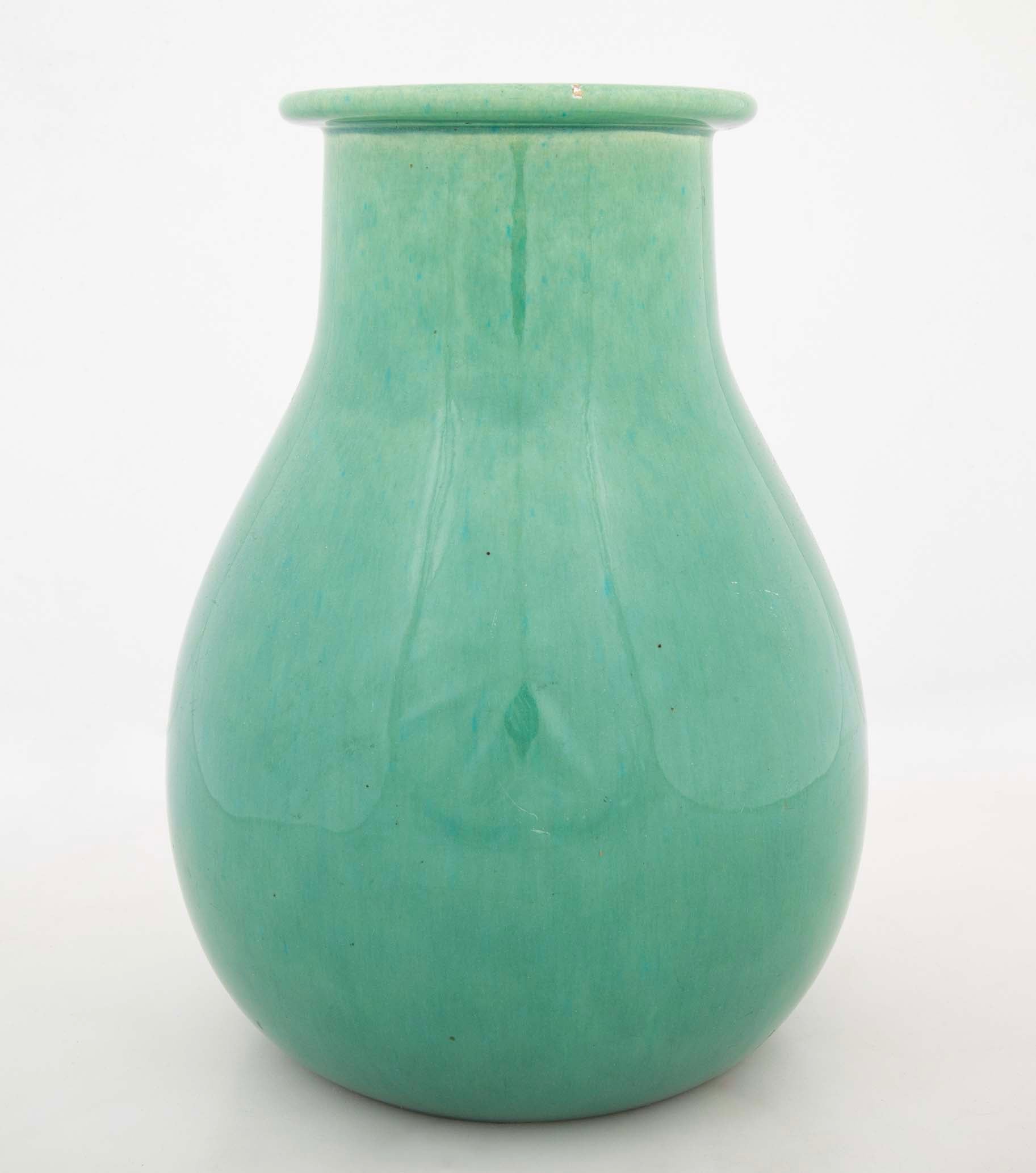 A Sevres Apple Green Glazed Ceramic Vase by Paul Millet