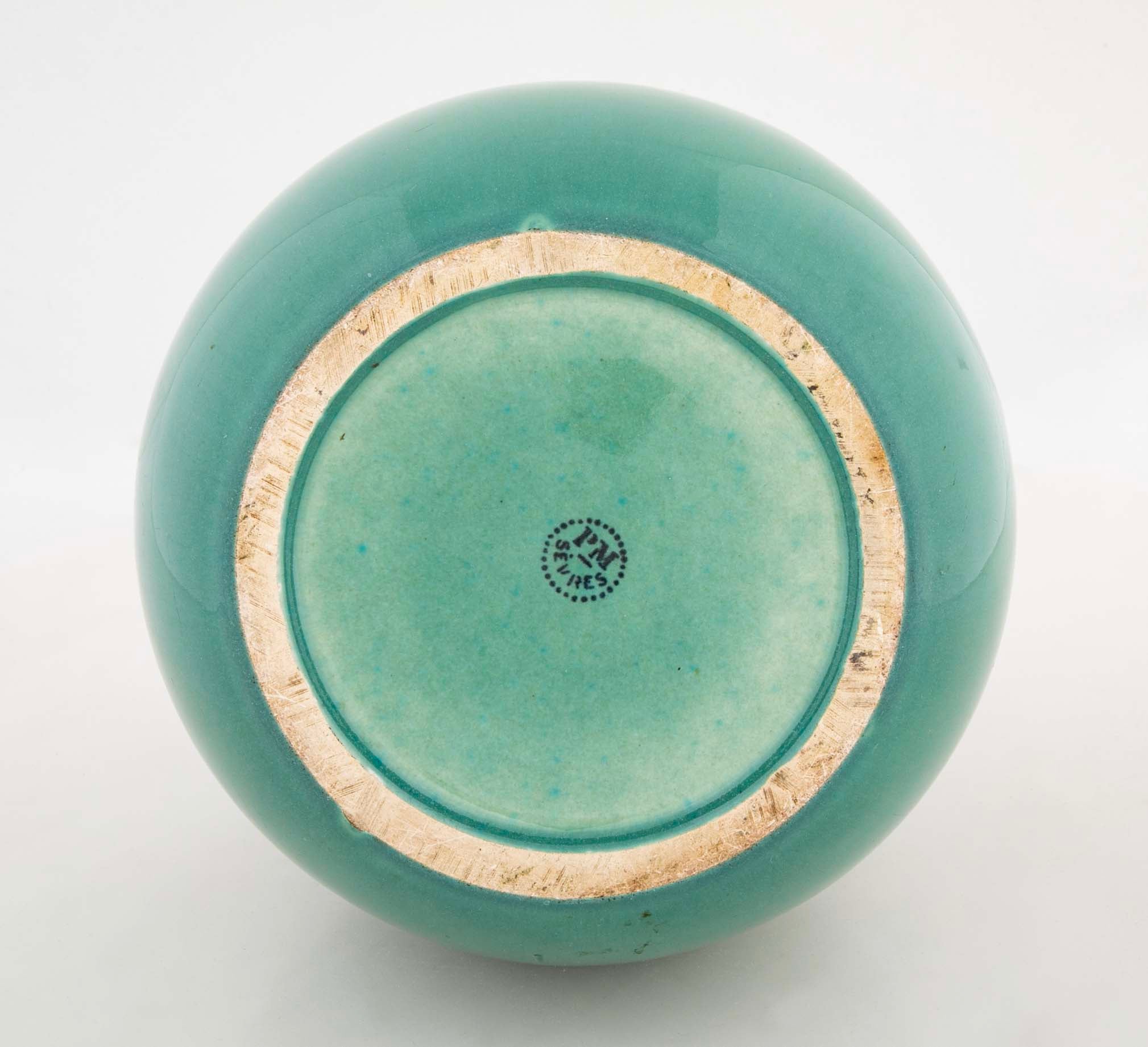 A Sevres Apple Green Glazed Ceramic Vase by Paul Millet