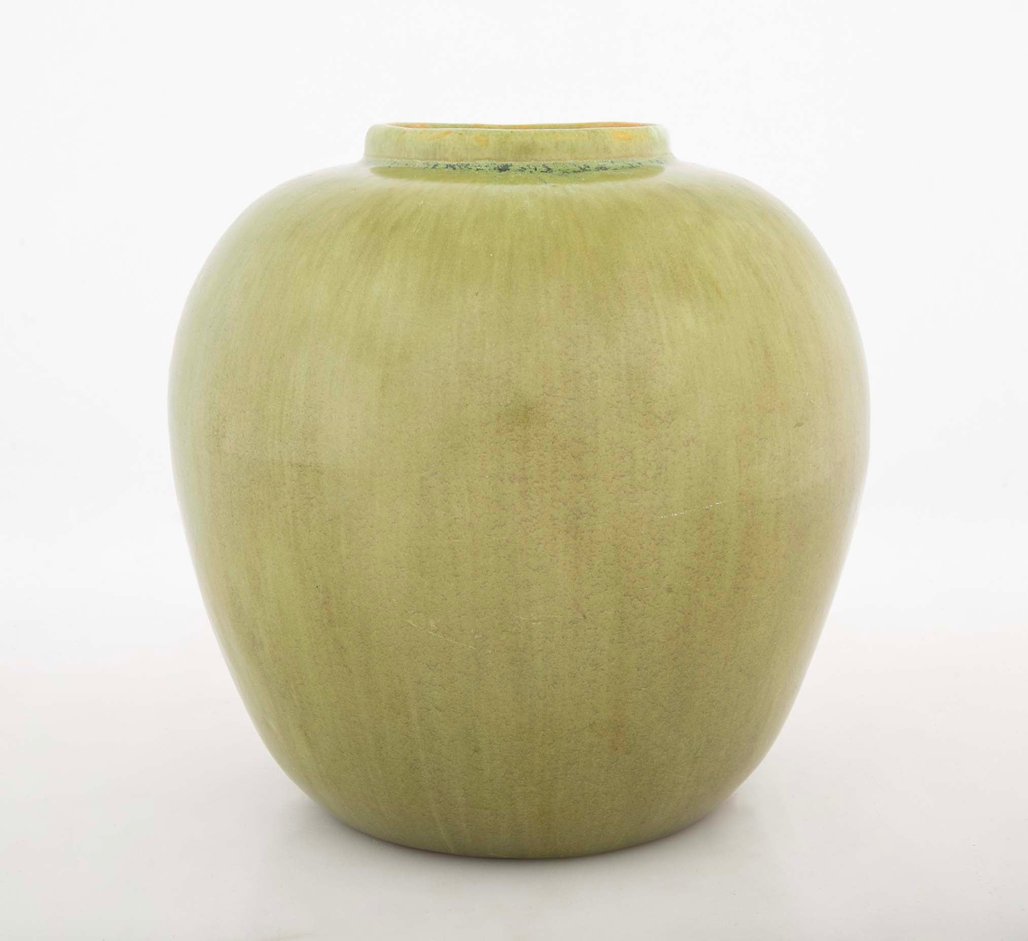 Early 20th Century Ceramic Satin Matte Green Vase