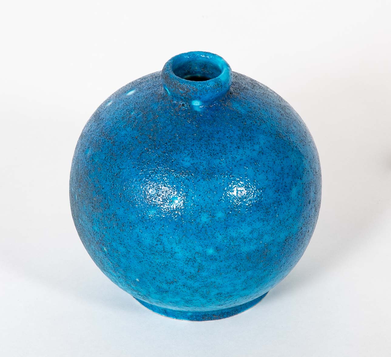 Edmond Lachenal Blue Crackled Enamel Glazed Ball Vase