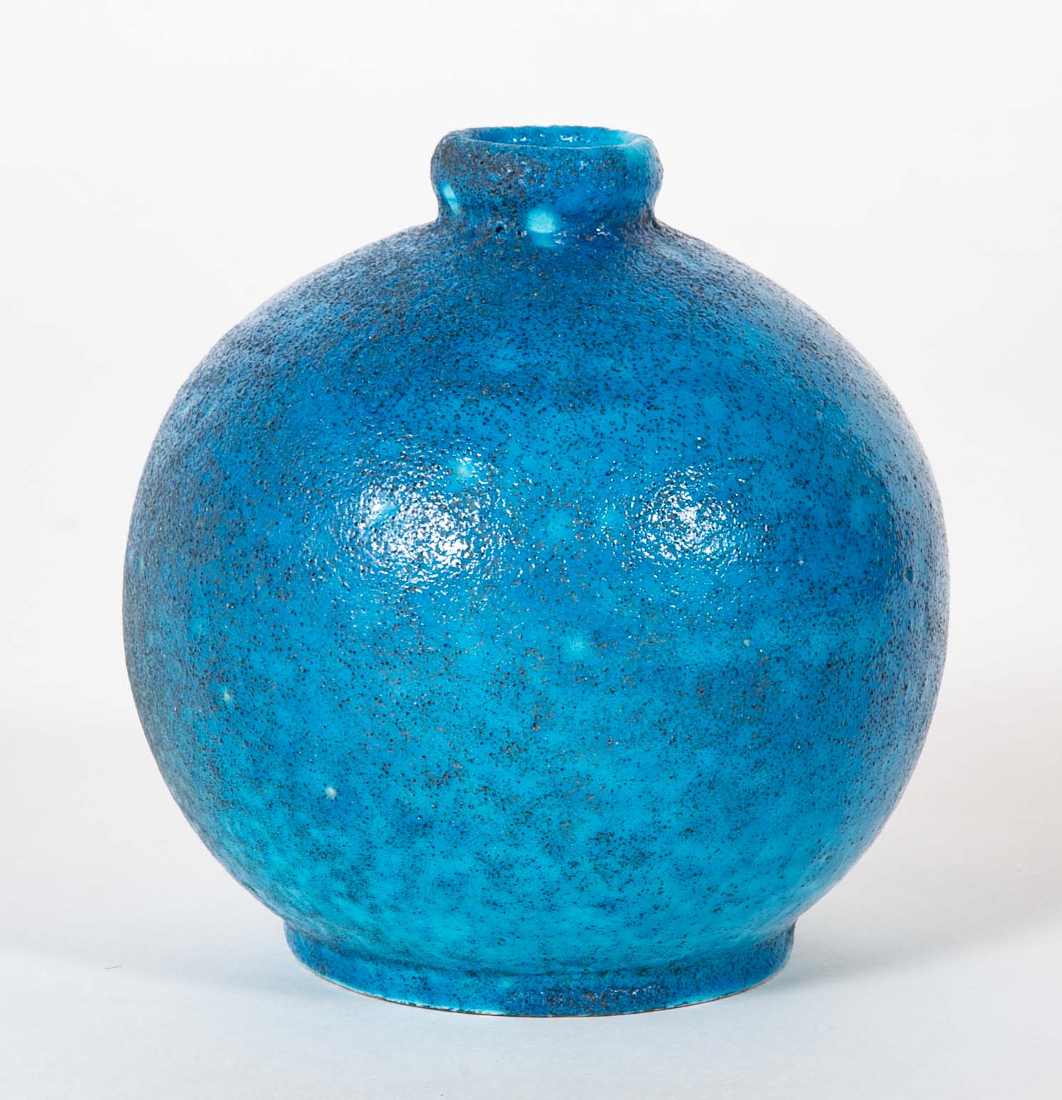 Edmond Lachenal Blue Crackled Enamel Glazed Ball Vase