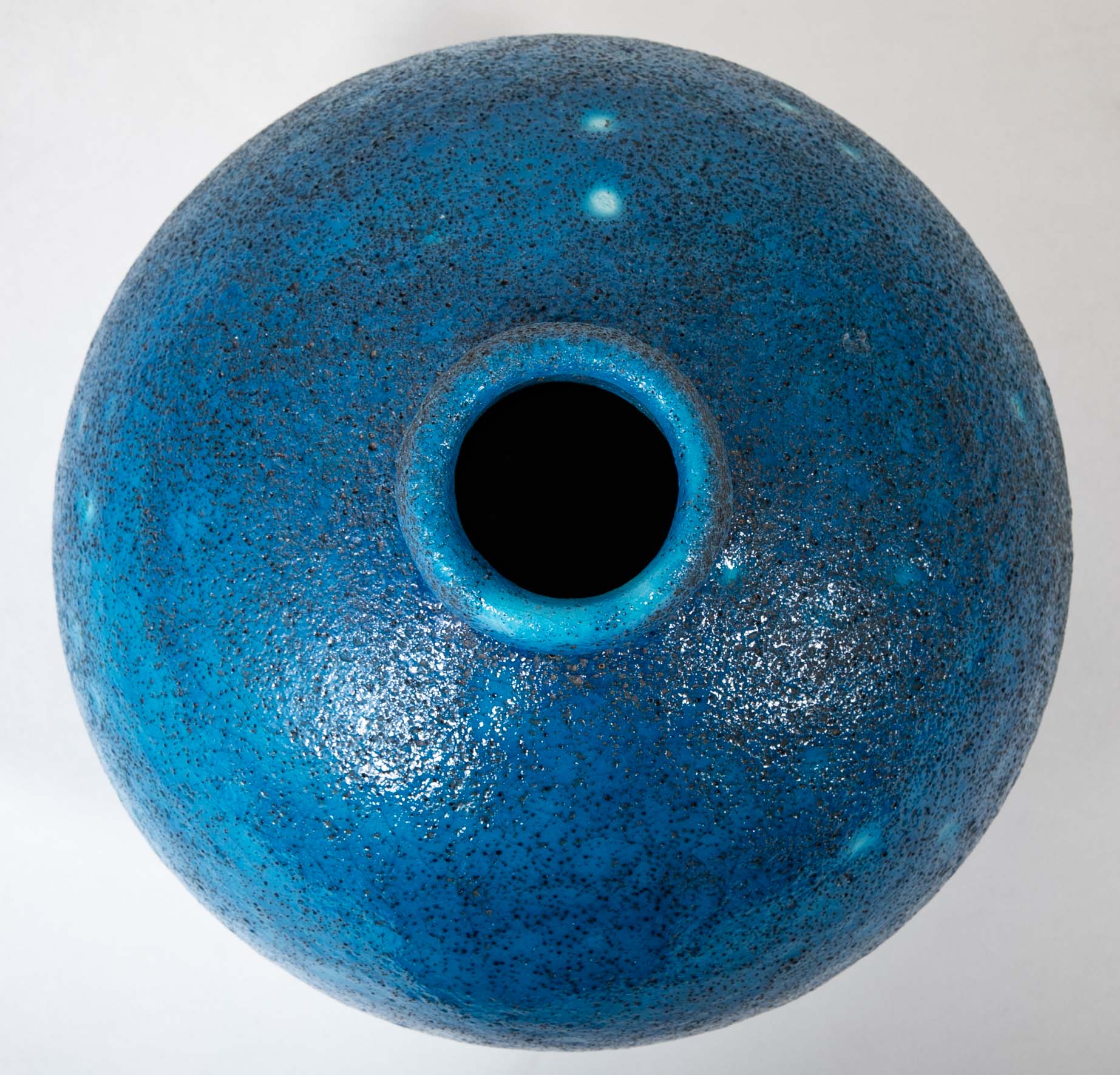 Edmond Lachenal Blue Crackled Enamel Glazed Ball Vase
