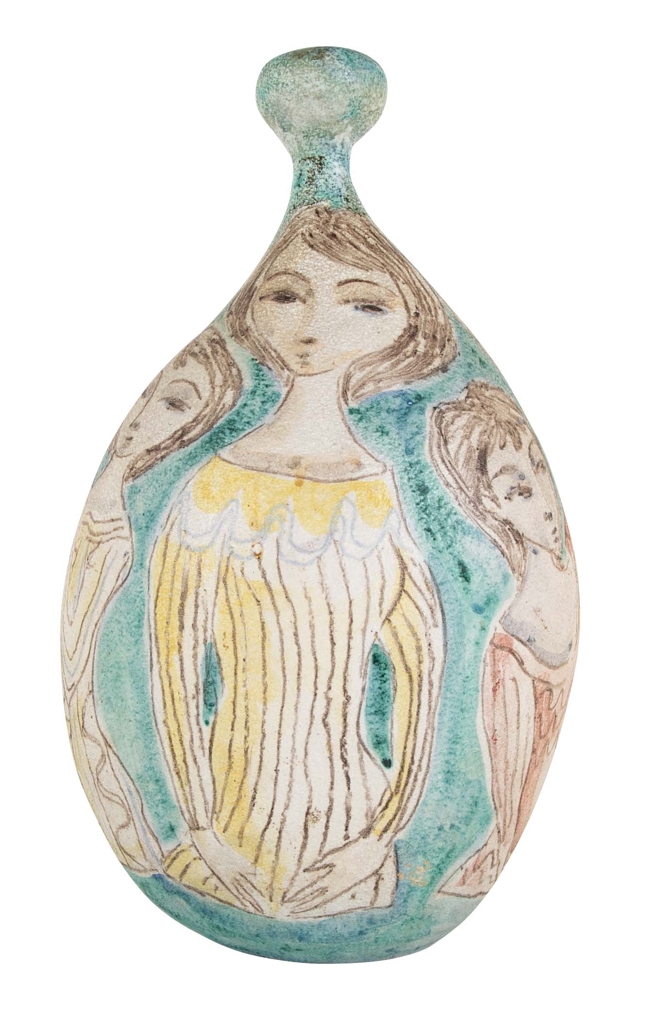"Ronde de Jeunes Femmes, 1956" Pyriform Ceramic Vase by Marcello Fantoni