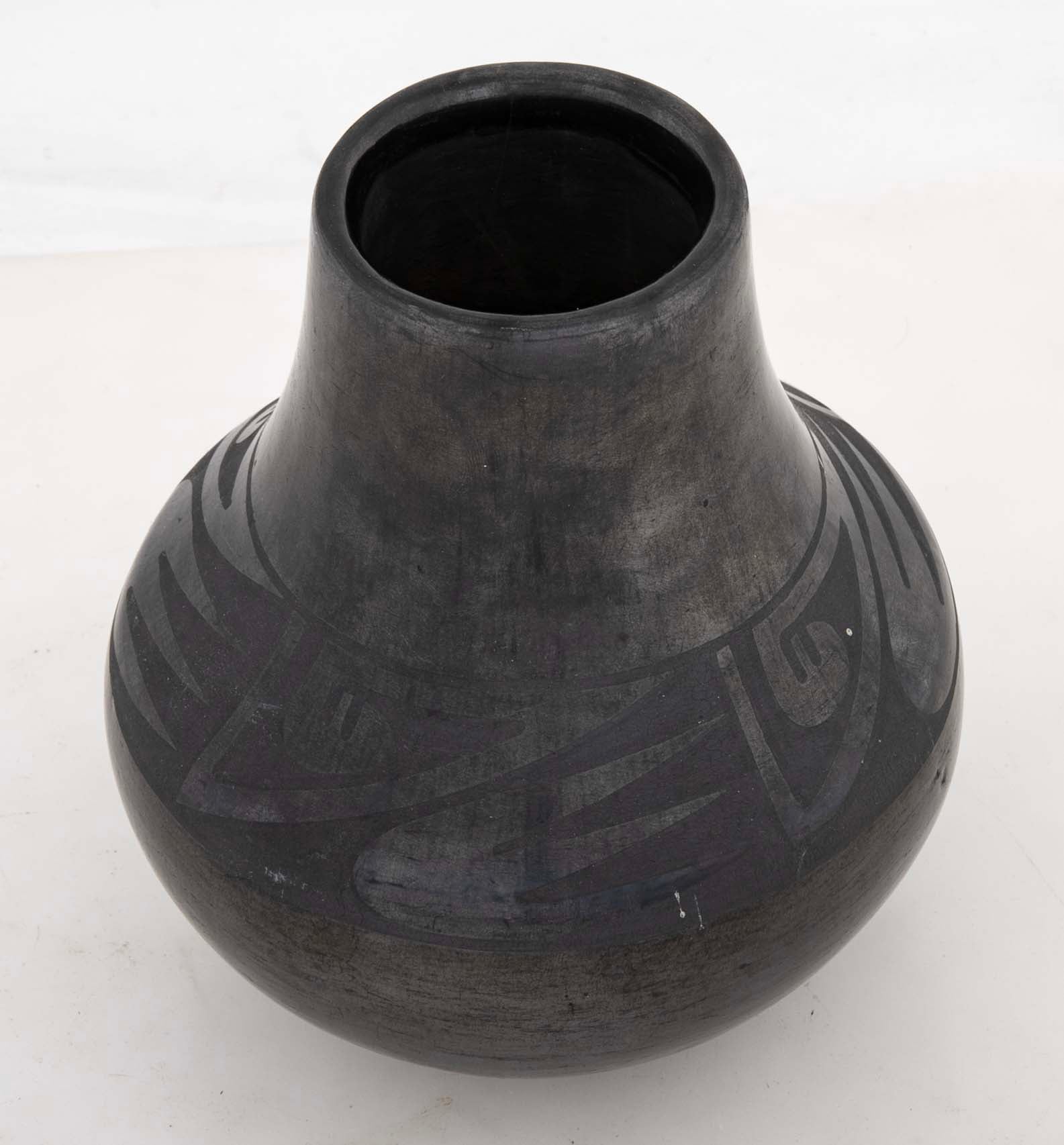 Lupita Vigil Martinez Pueblo Blackware Vase with Birds