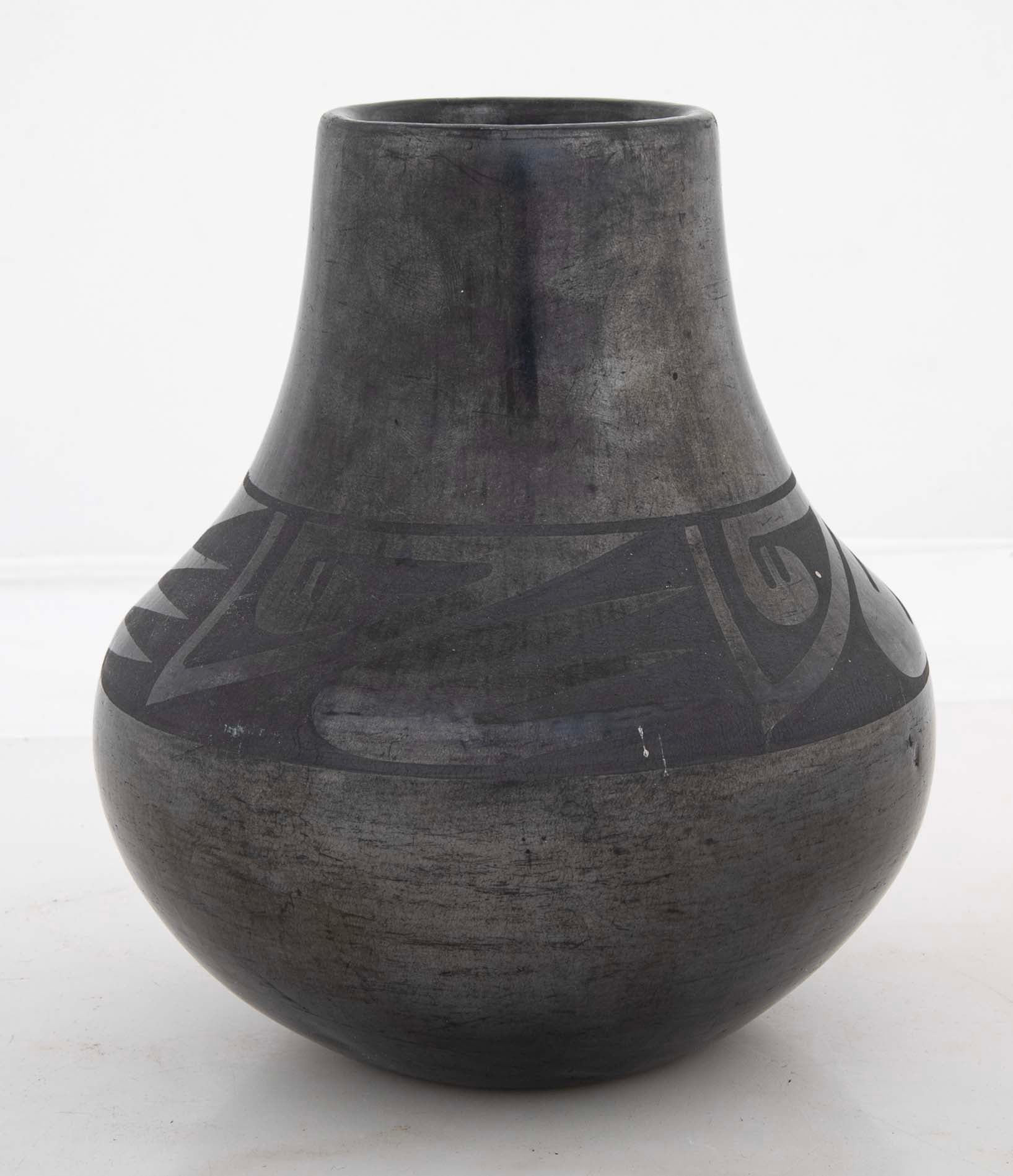 Lupita Vigil Martinez Pueblo Blackware Vase with Birds