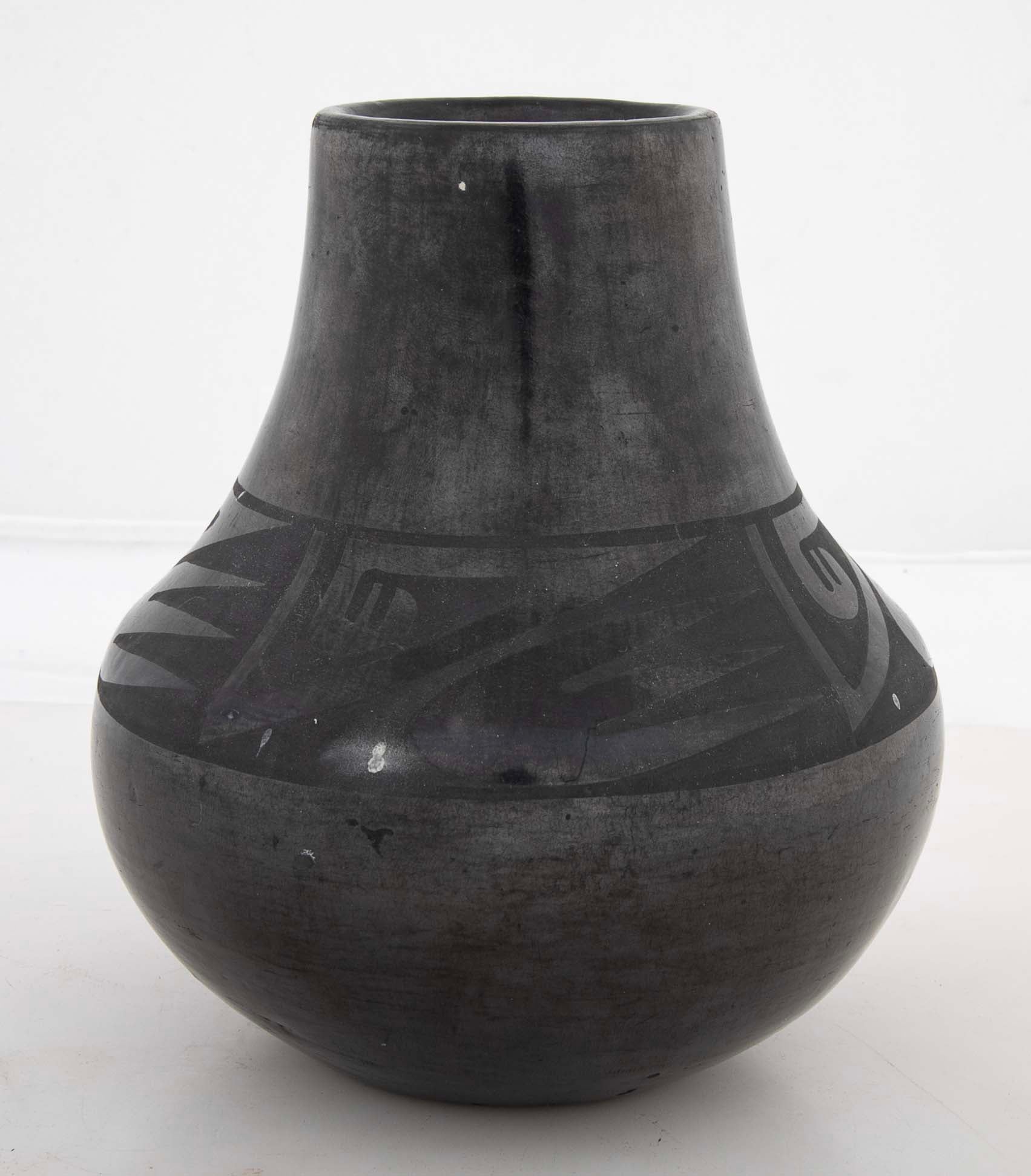 Lupita Vigil Martinez Pueblo Blackware Vase with Birds