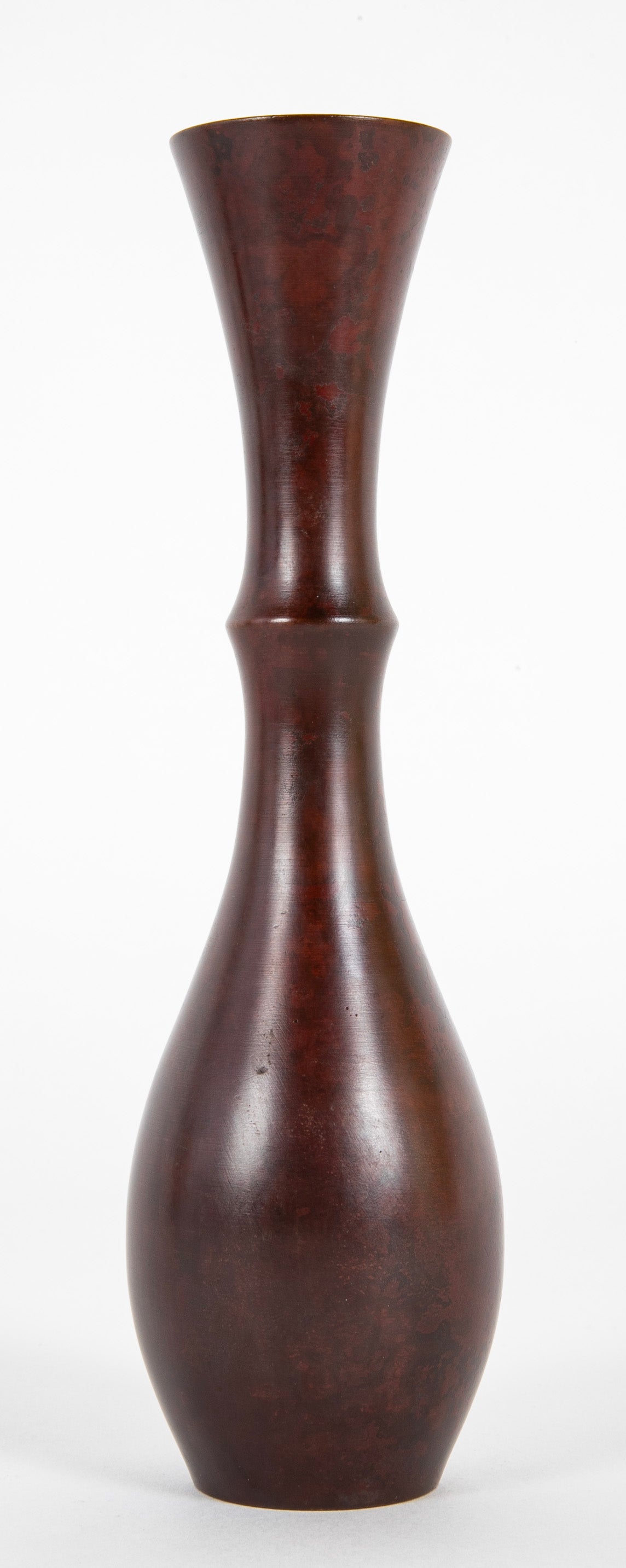 A Pair of Baluster Base Slender Necked Bronze Vases by Nakajima Yasumi