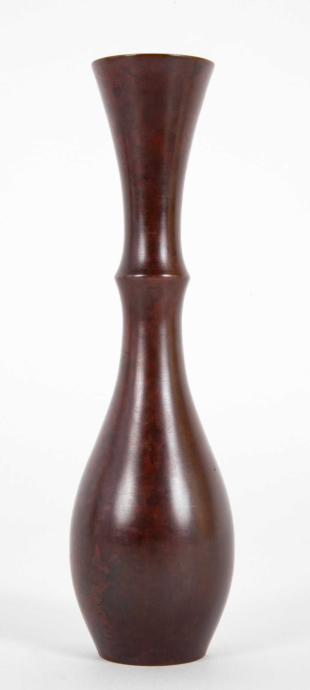 A Pair of Baluster Base Slender Necked Bronze Vases by Nakajima Yasumi