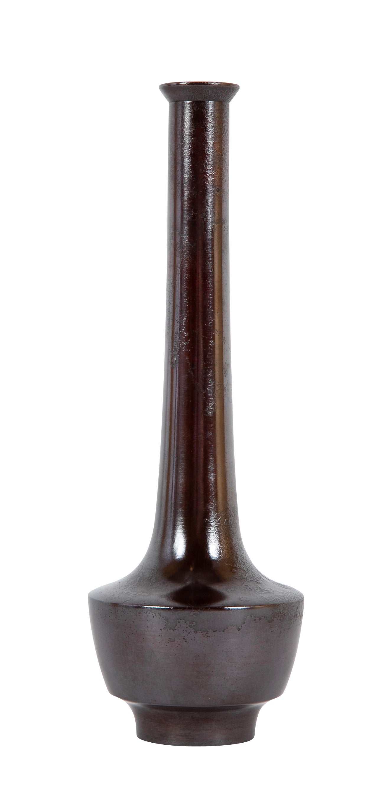 Nakajima Yasumi II Patinated Bronze Bottle Vase with Box
