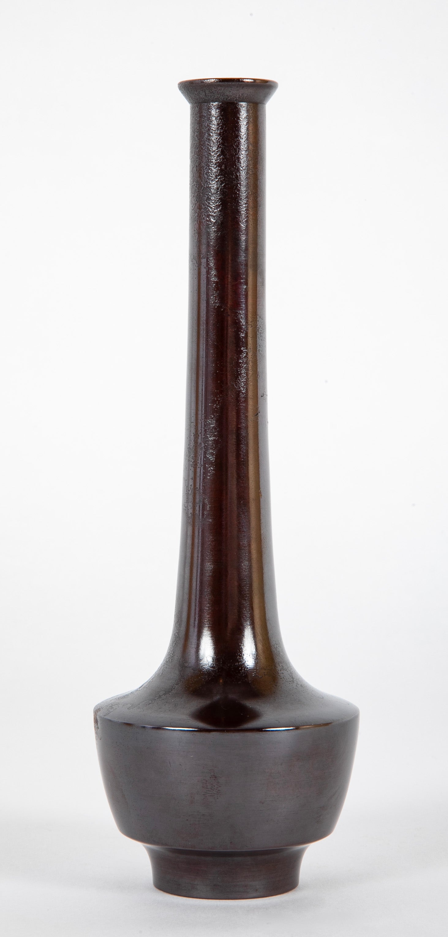 Nakajima Yasumi II Patinated Bronze Bottle Vase with Box