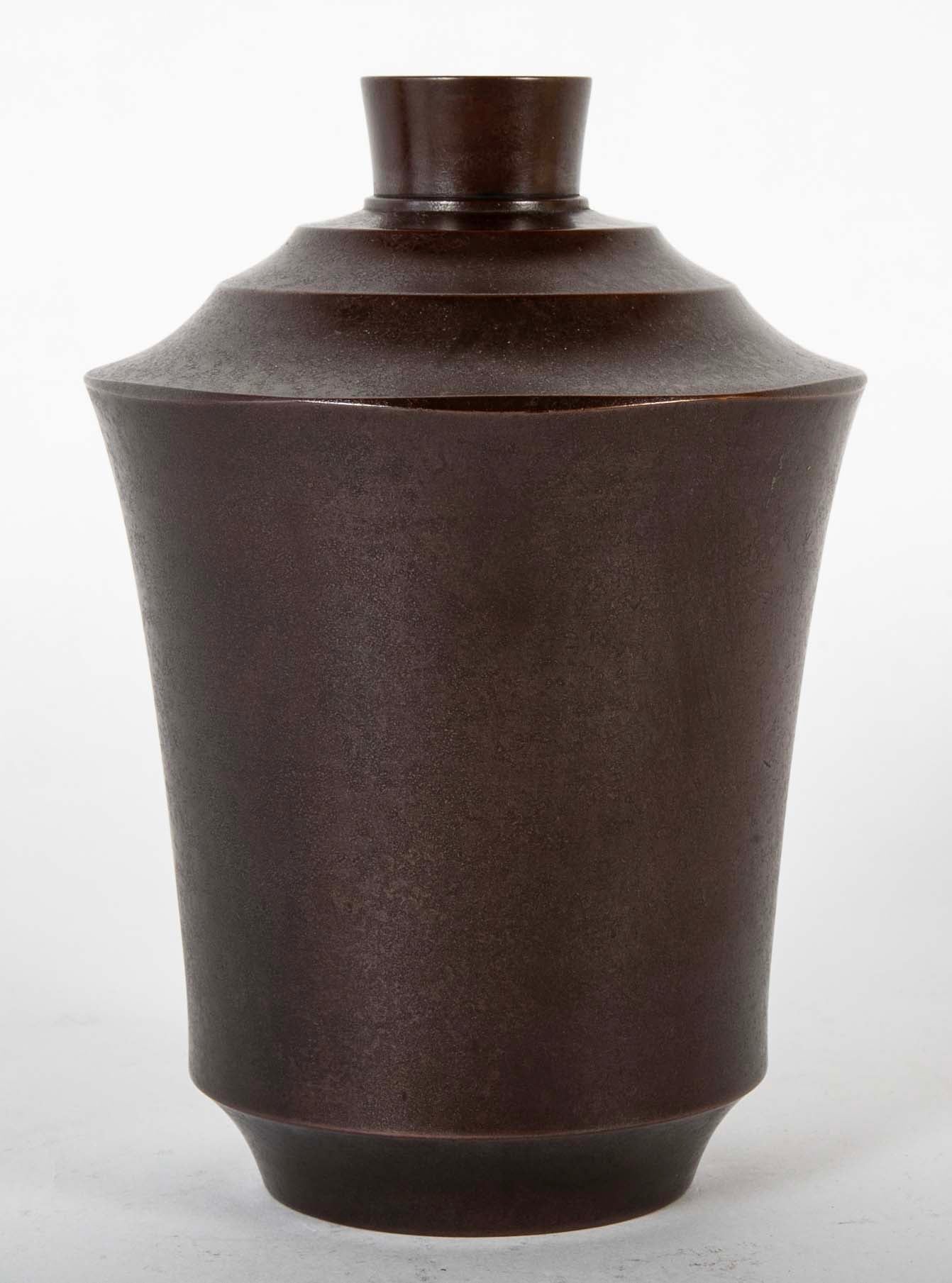 A Bronze Flower Vase by Japanese Artist Kanamori Eiichi