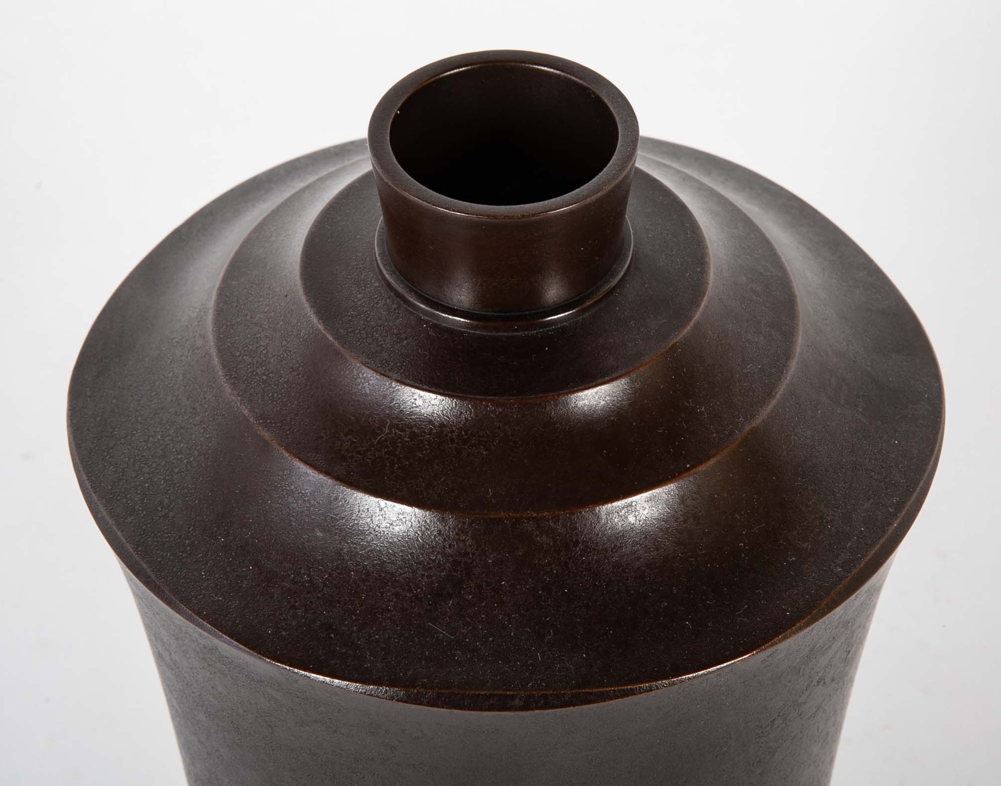 A Bronze Flower Vase by Japanese Artist Kanamori Eiichi